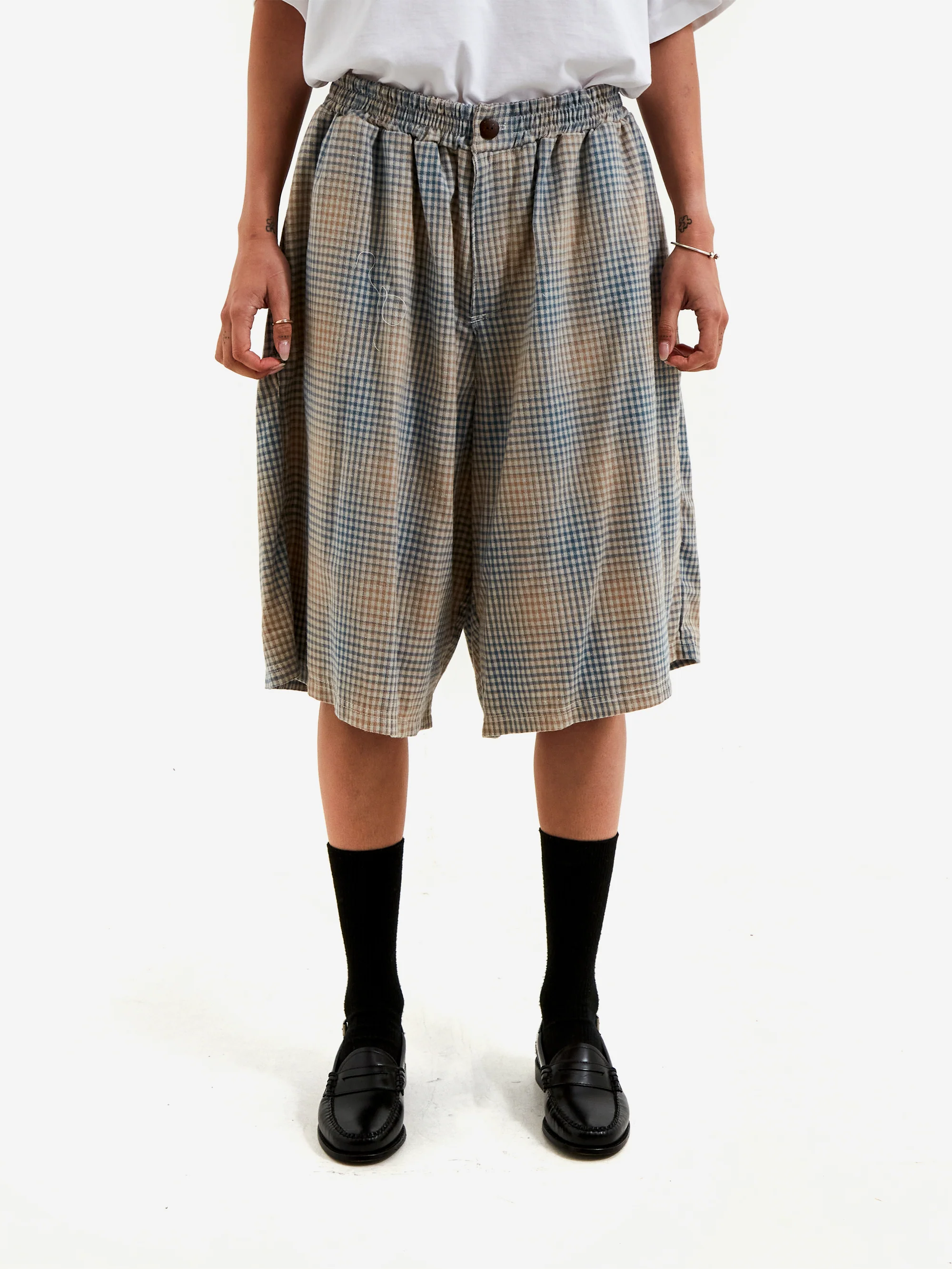 Natra Studios Bailey Shorts - Blue Check - Image 3