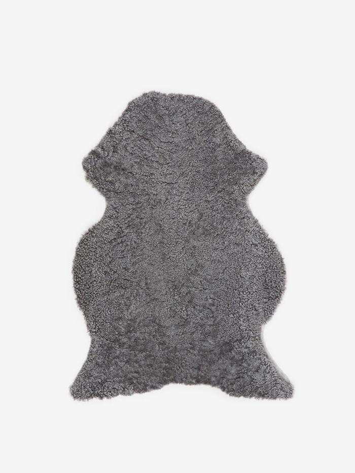 Natures Collection Short Curly Wool Sheepskin Rug - Light Grey
