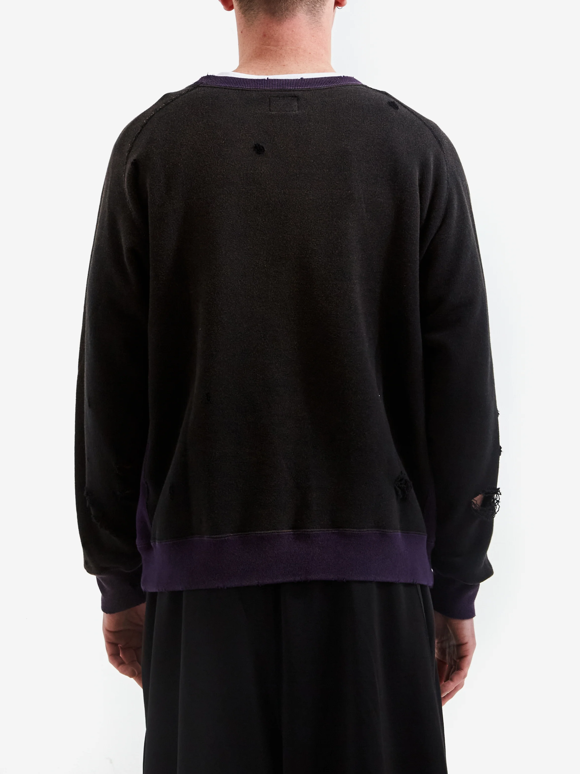 Needles 2-Tone Cotton Crewneck Sweatshirt - Black - Image 6
