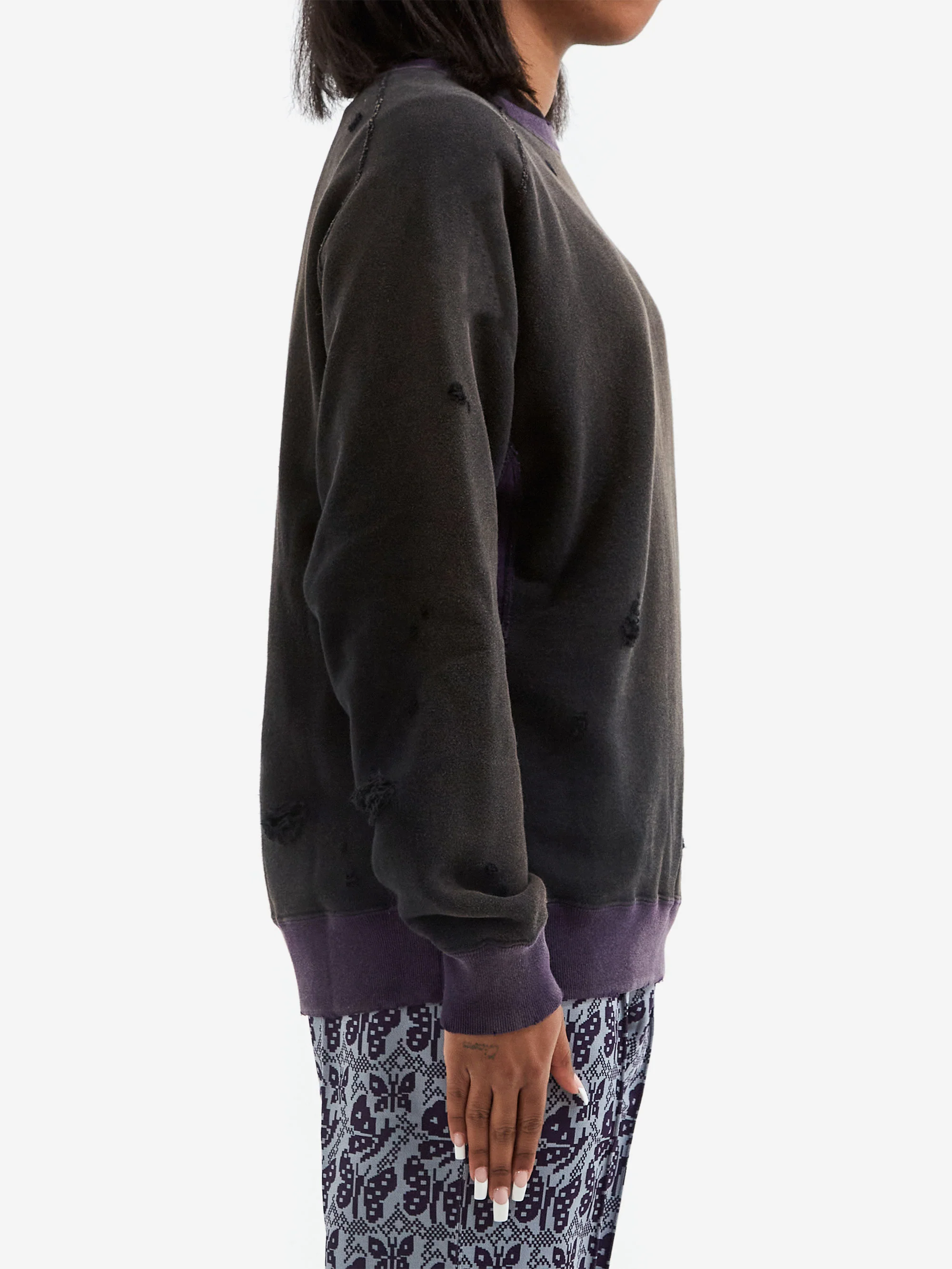 Needles 2-Tone Crewneck Sweatshirt W - Black - Image 2