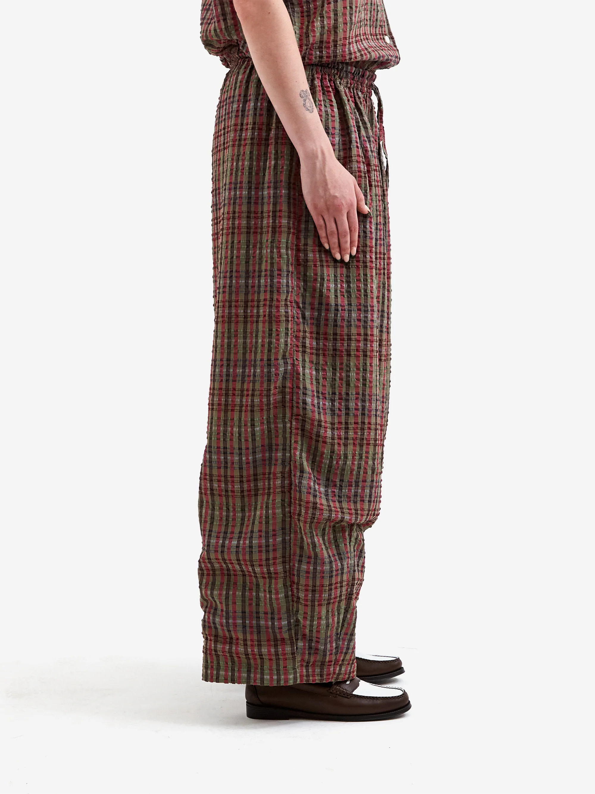 Needles H.D.P. Pant - PE/R Chiffon Sucker Plaid - Green - Image 2