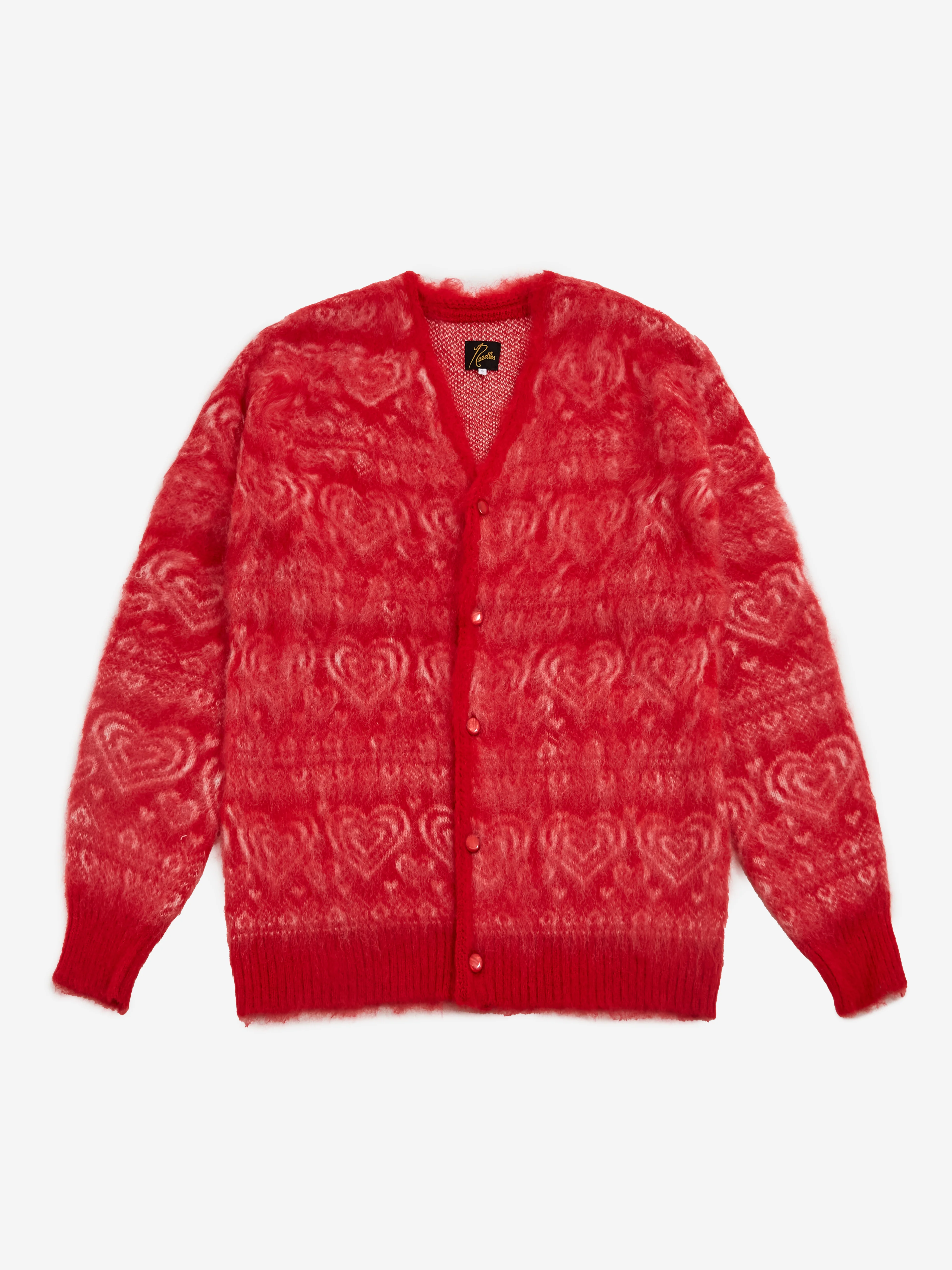 Needles Mohair Heart Cardigan - Red