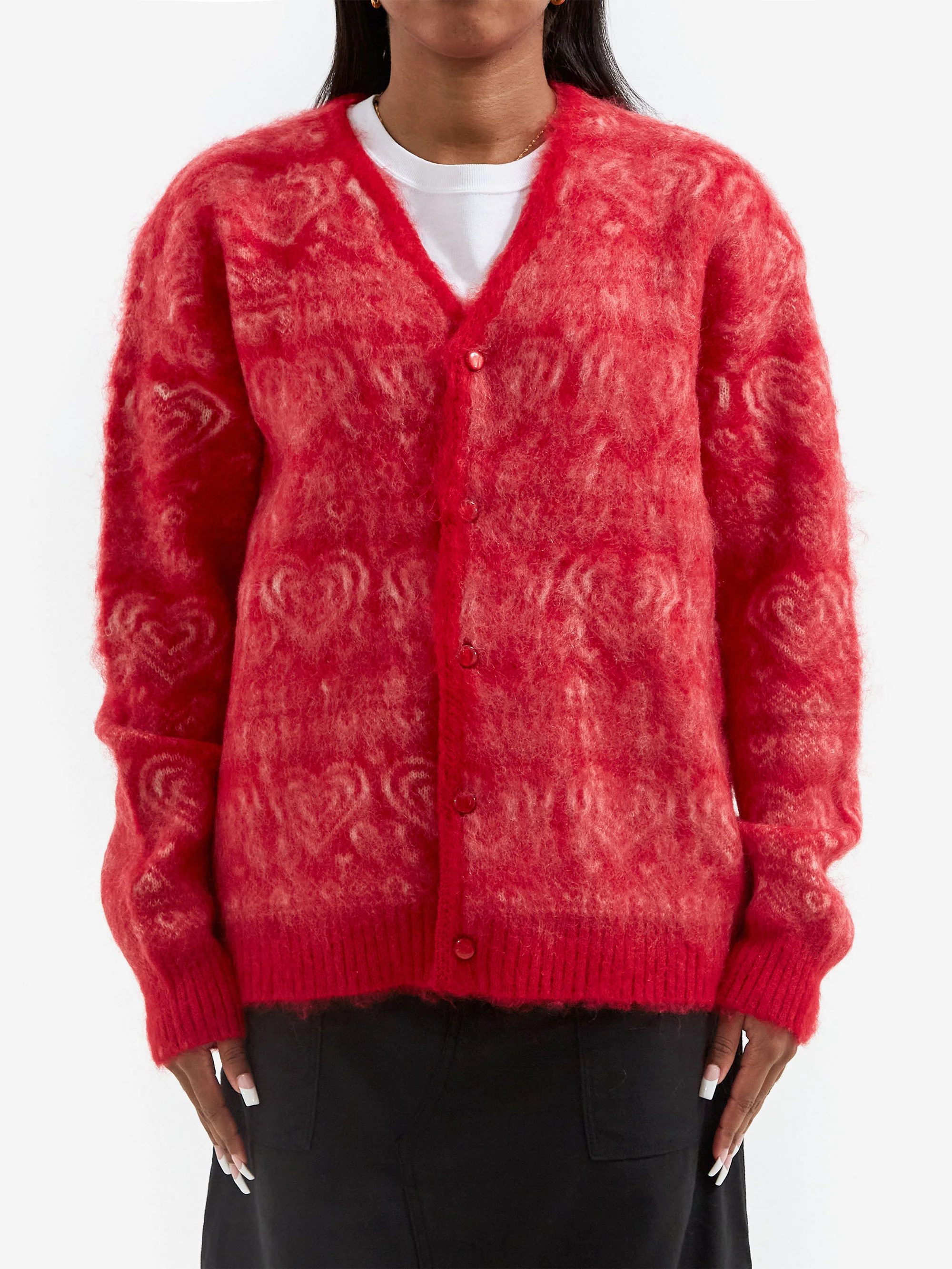 Needles Mohair Heart Cardigan W - Red