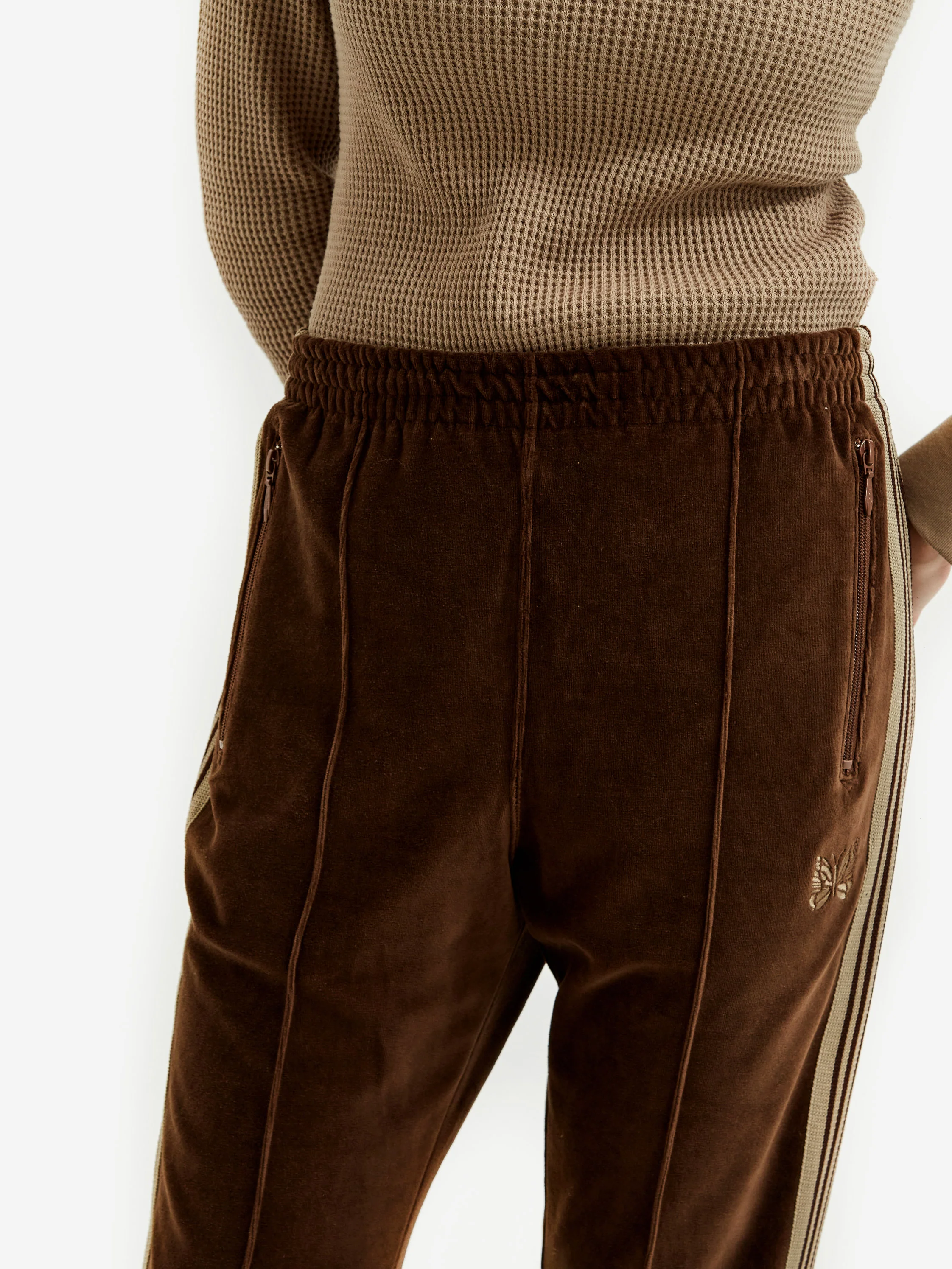 Needles Narrow Track Pant W - (C/Pe Velour) Brown - Image 3