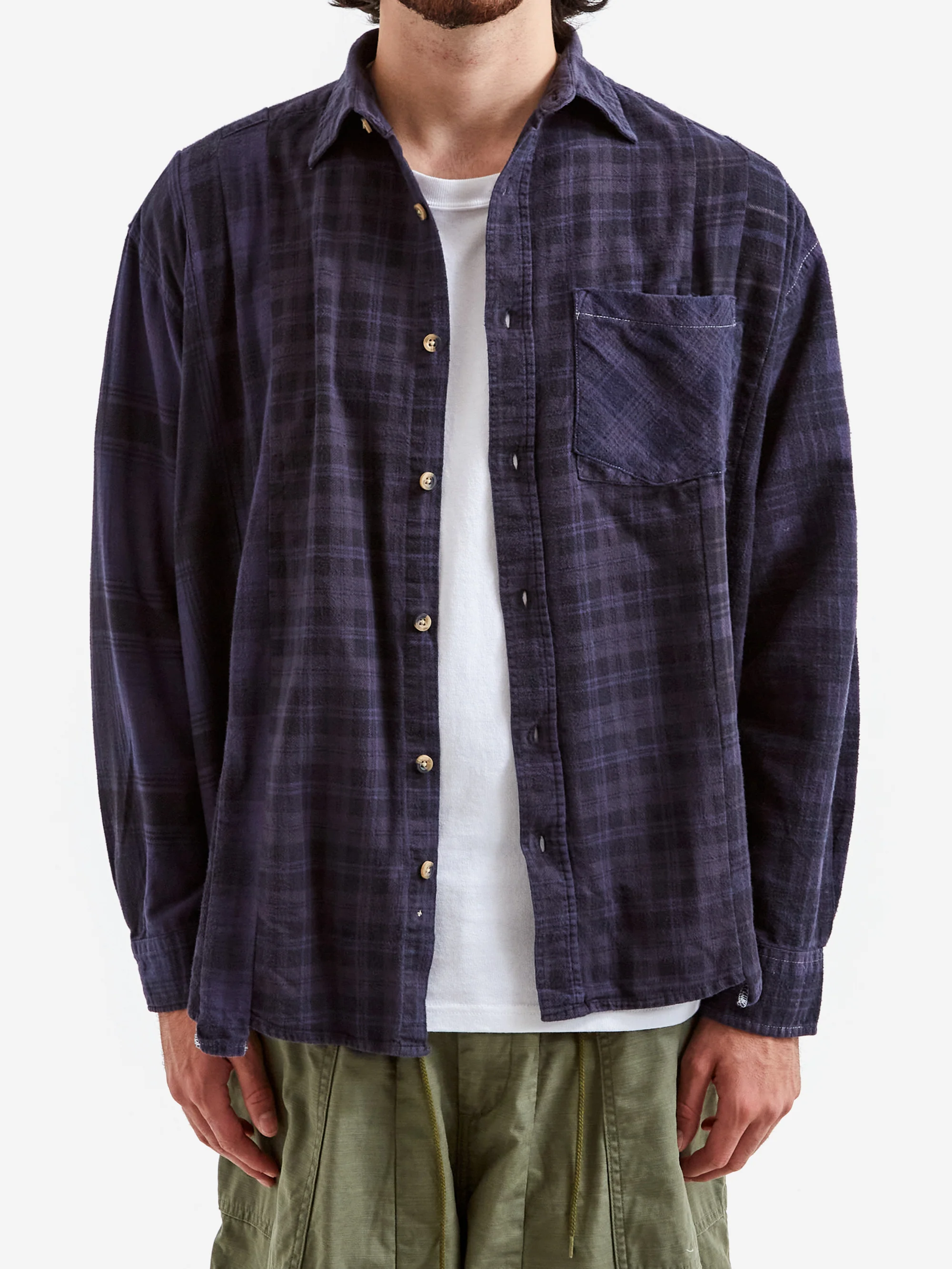 Needles Rebuild 7 Cuts Flannel Shirt / Over Dye - Assorted Sale - Image 6