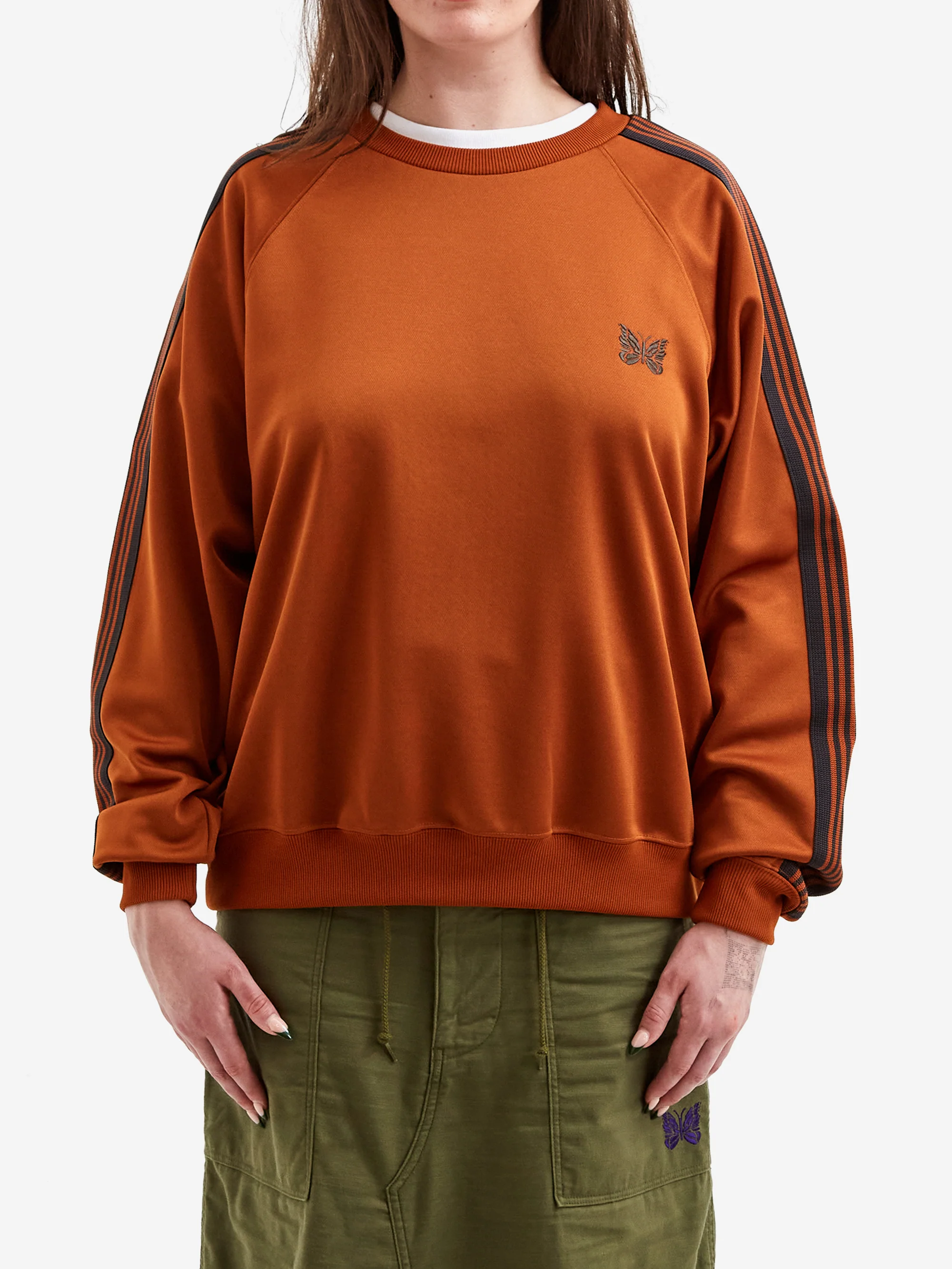 Needles Track Crew Neck Shirt - Poly Smooth - Rust