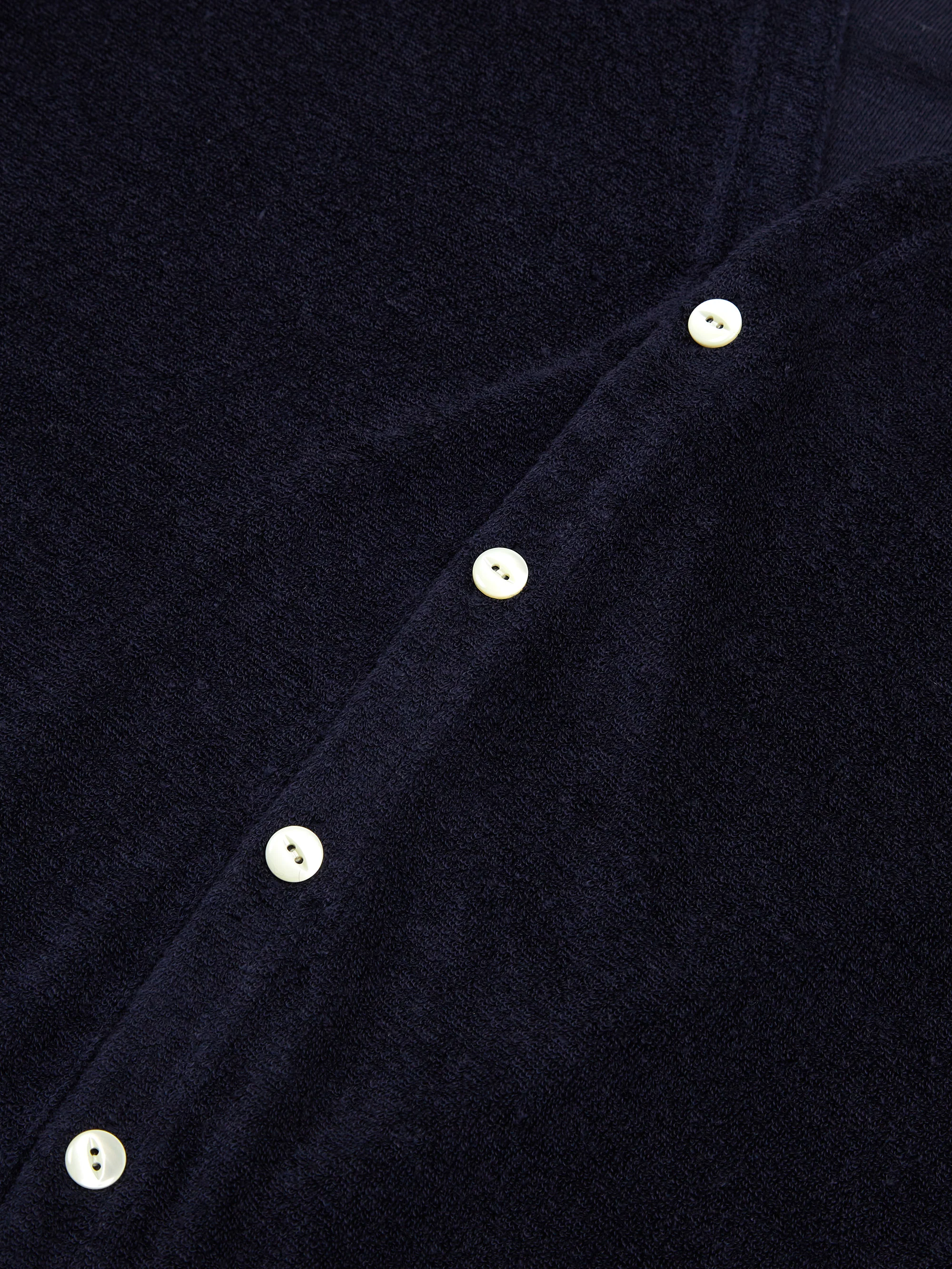 Needles V Neck Cardigan - LI/PE Pile Jersey - Navy - Image 5