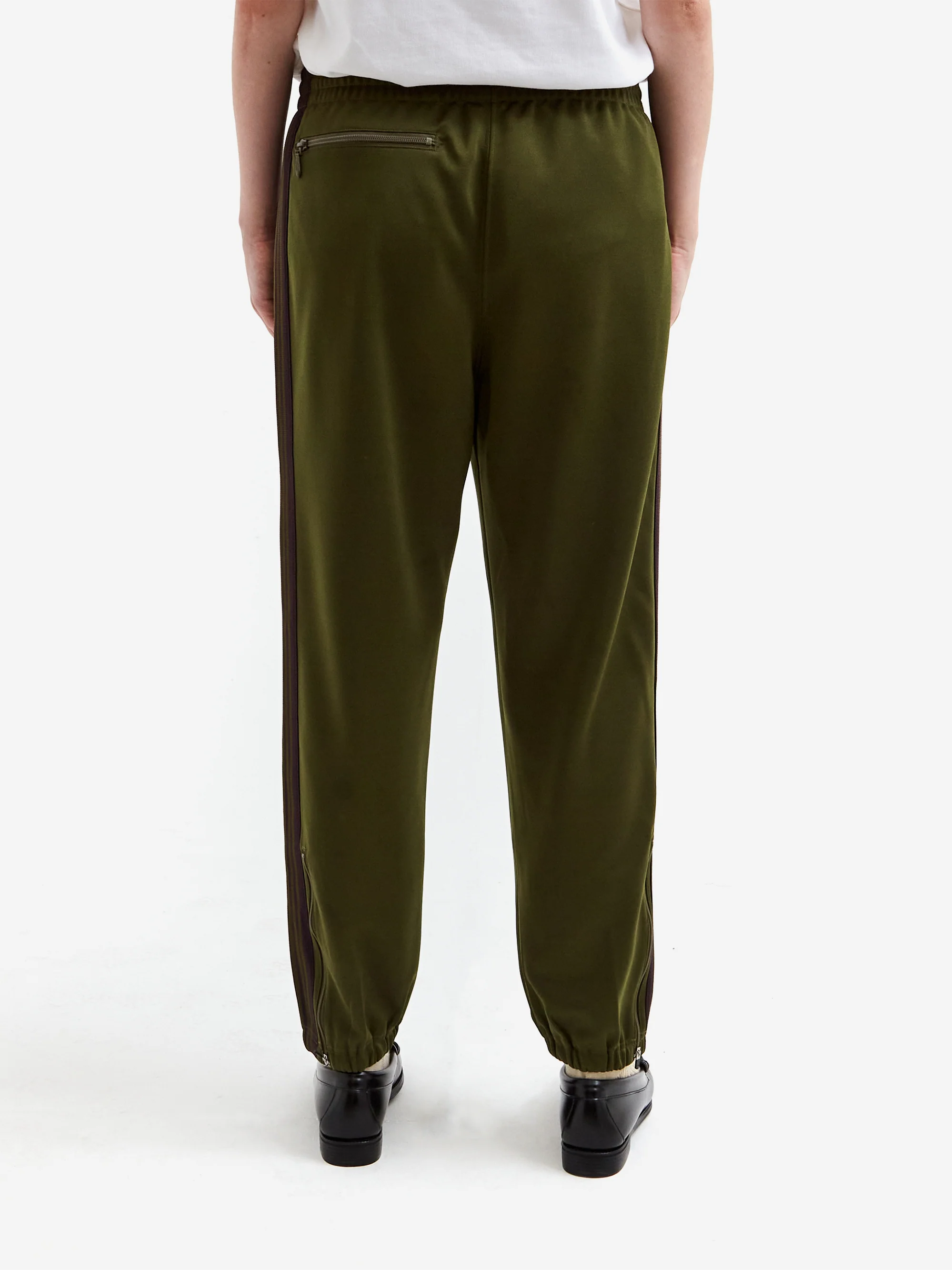 Needles Zipped Track Pant - Poly Smooth - Olive - Image 3