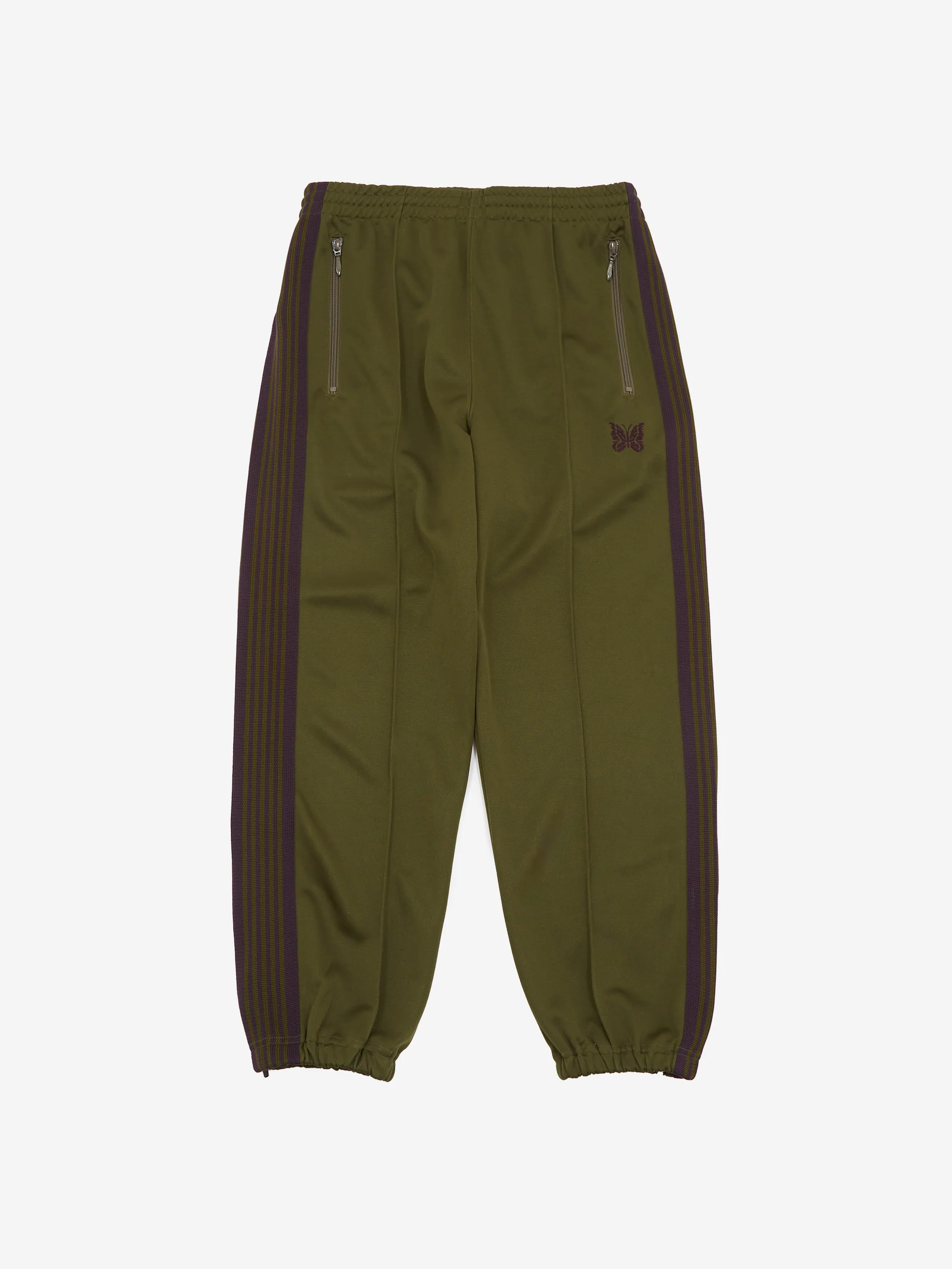 Needles Zipped Track Pant - Poly Smooth - Olive - Image 4