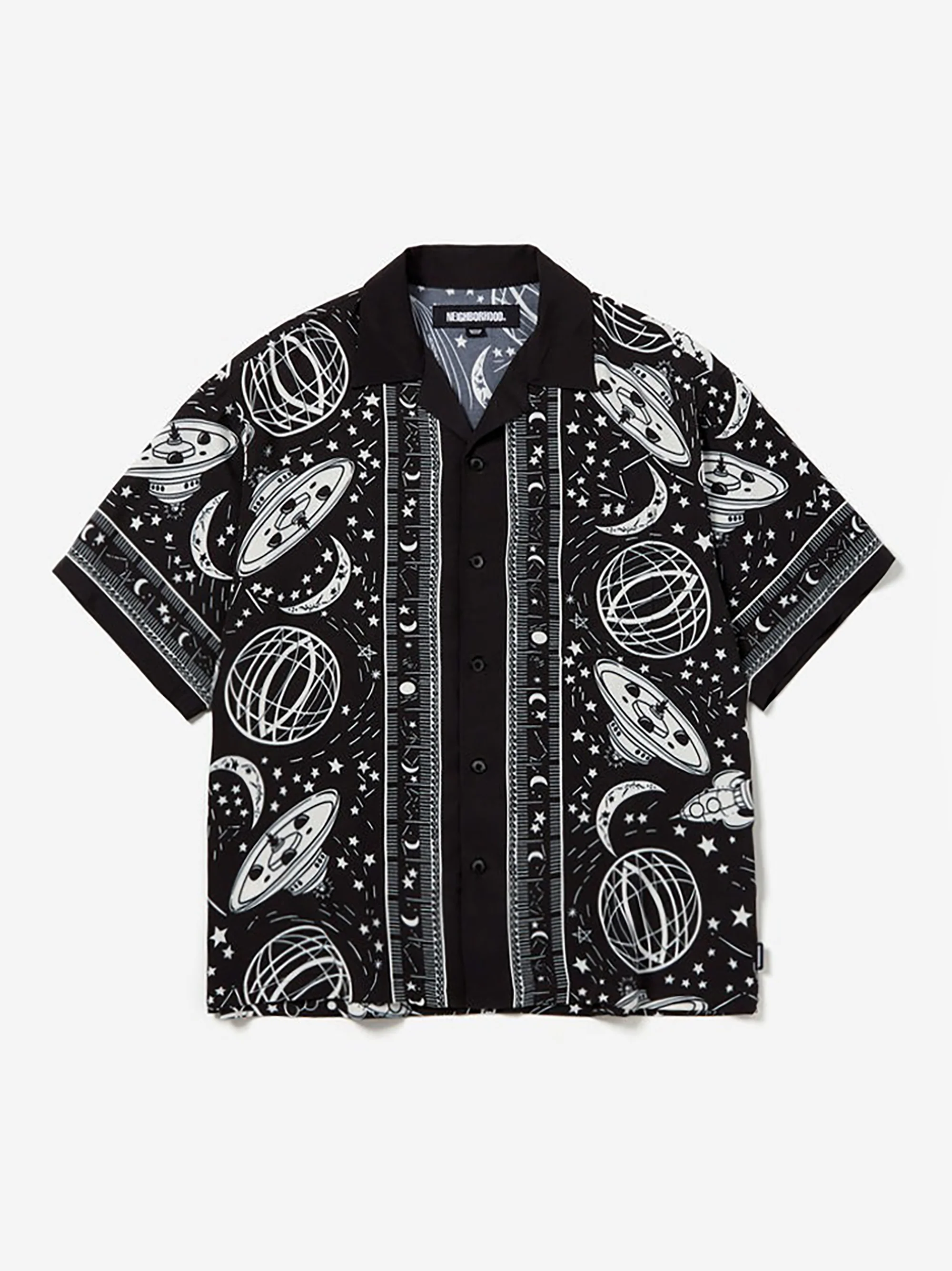 Neighborhood Cosmic Hawaiian Short Sleeve Shirt - Black/White