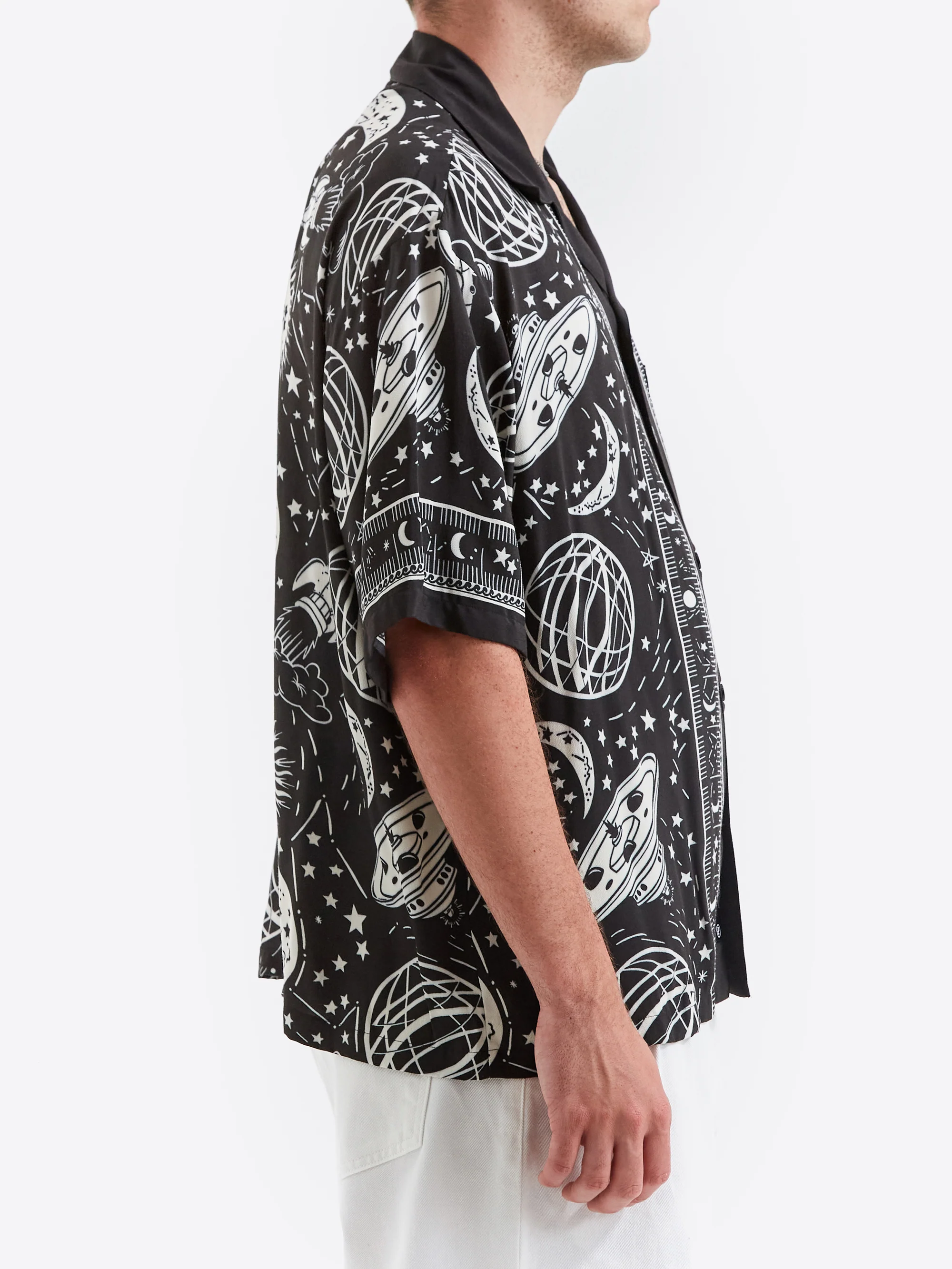 Neighborhood Cosmic Hawaiian Short Sleeve Shirt - Black/White - Image 4