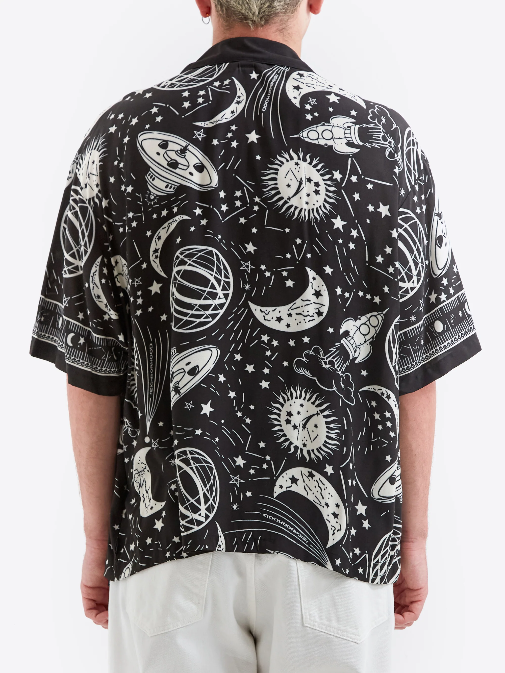 Neighborhood Cosmic Hawaiian Short Sleeve Shirt - Black/White - Image 5
