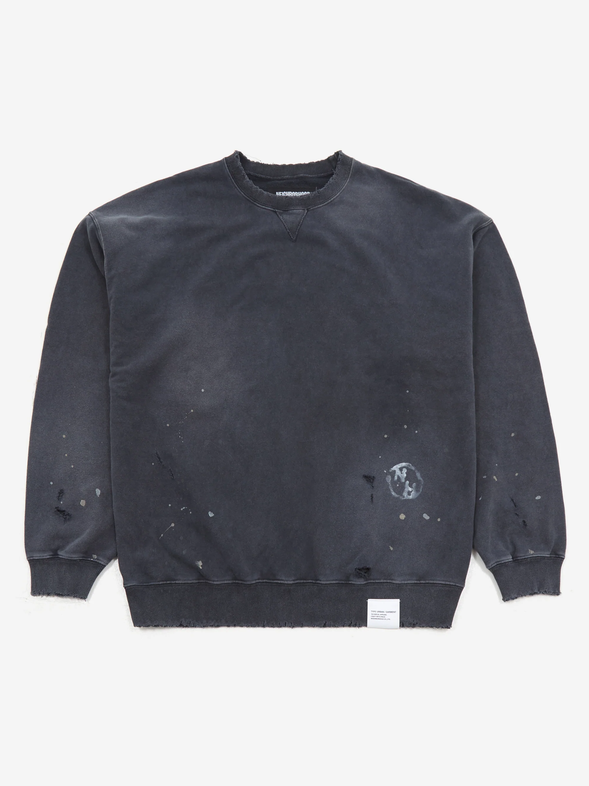 Neighborhood Damage Sweatshirt Long Sleeve - Black
