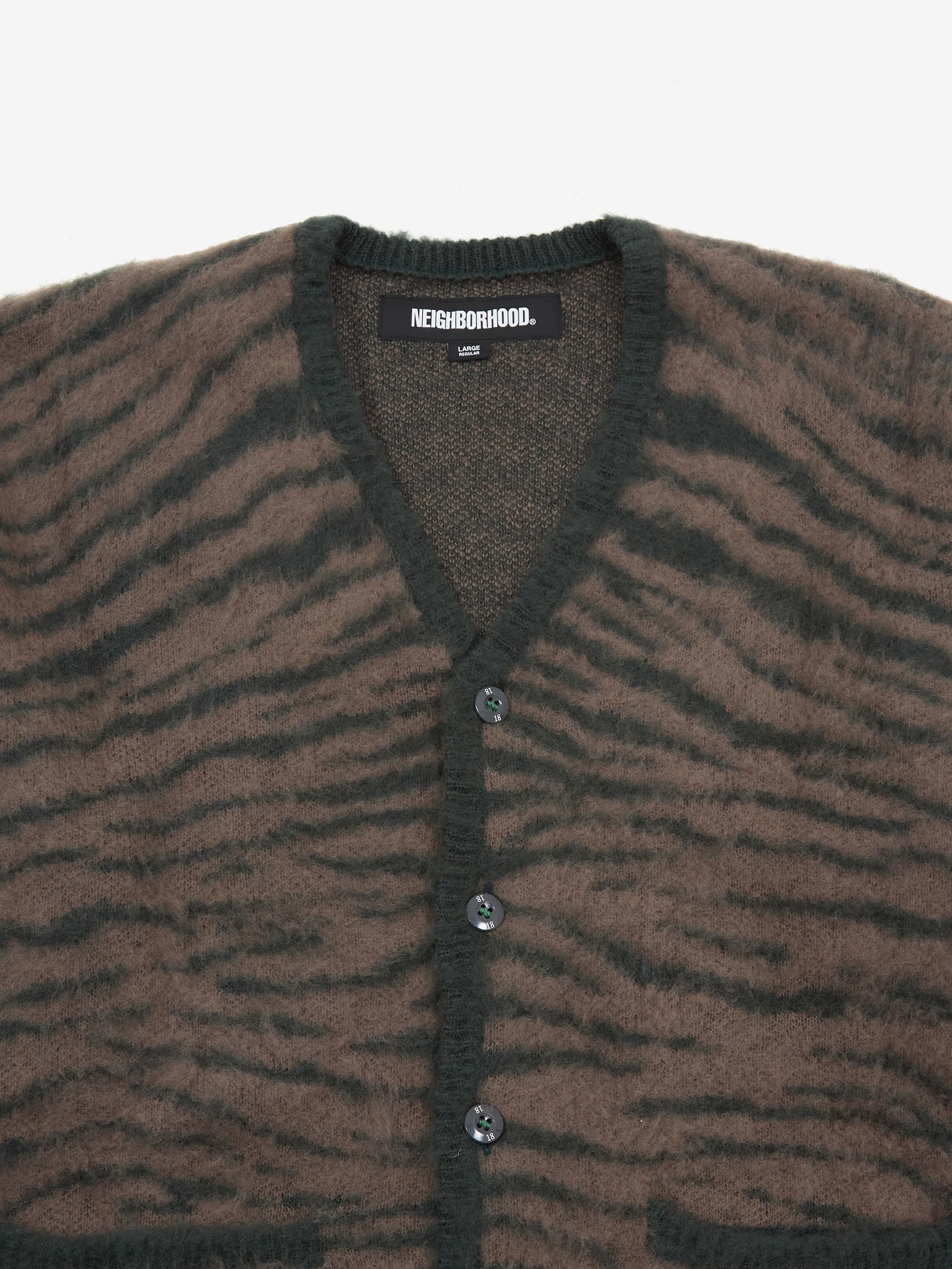Neighborhood Tiger Pattern Mohair Cardigan - Green - Image 3