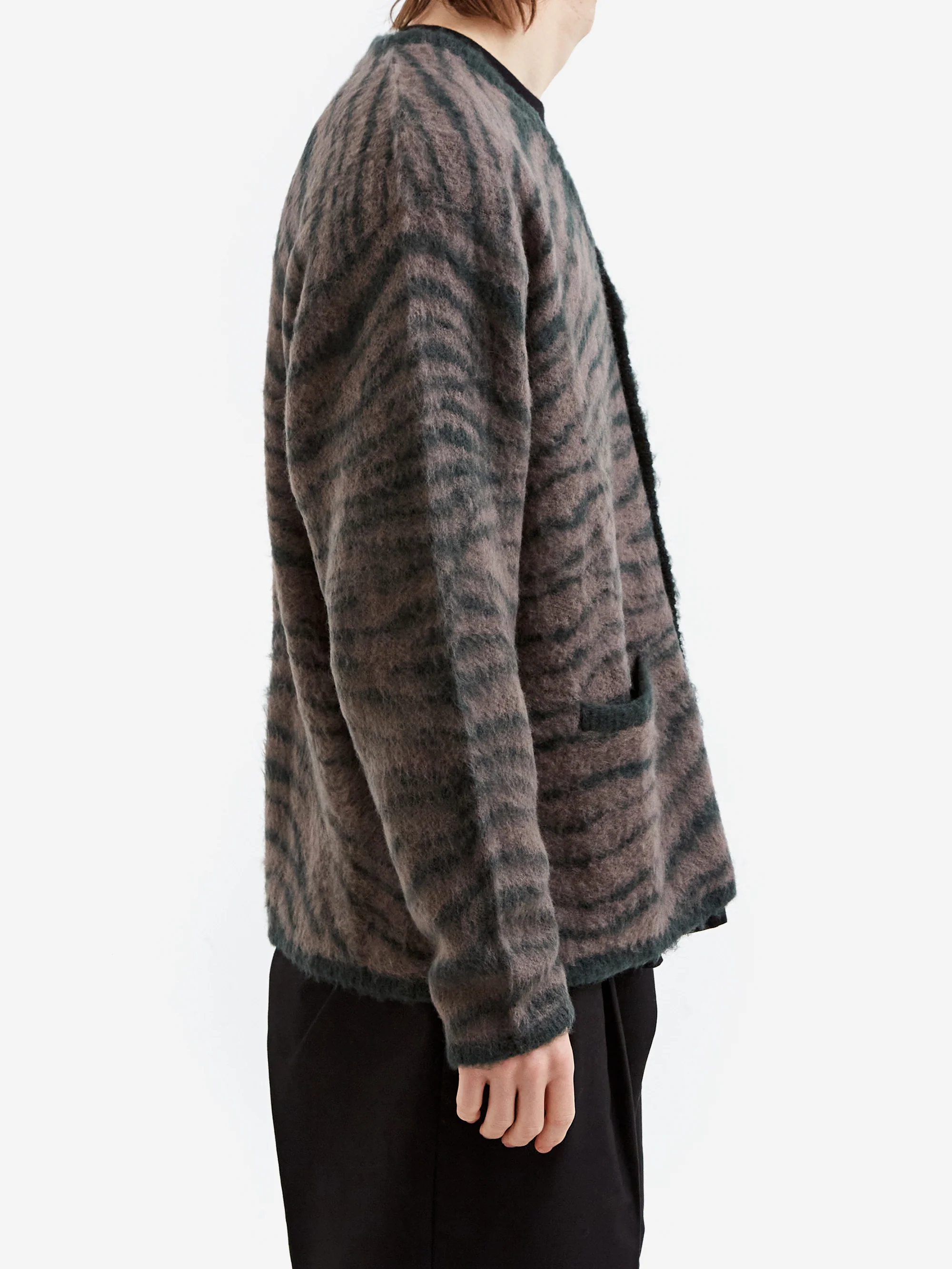 Neighborhood Tiger Pattern Mohair Cardigan - Green - Image 5