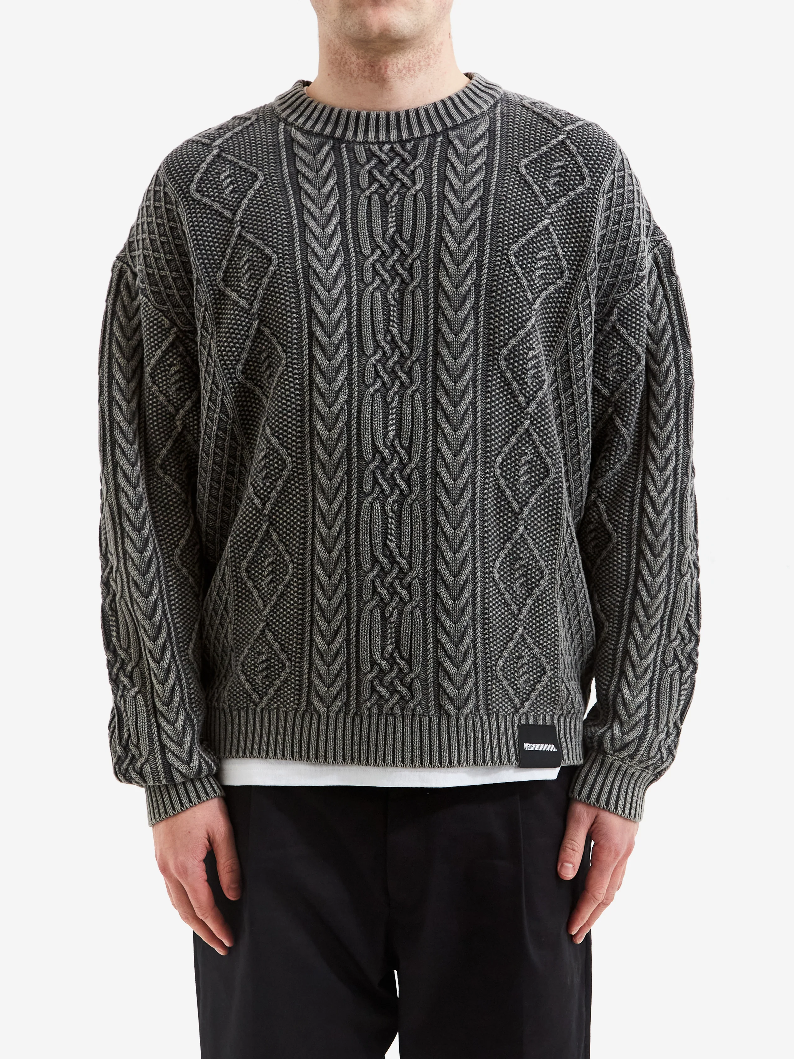 Neighborhood Washed Crewneck Cable - Black - Image 2