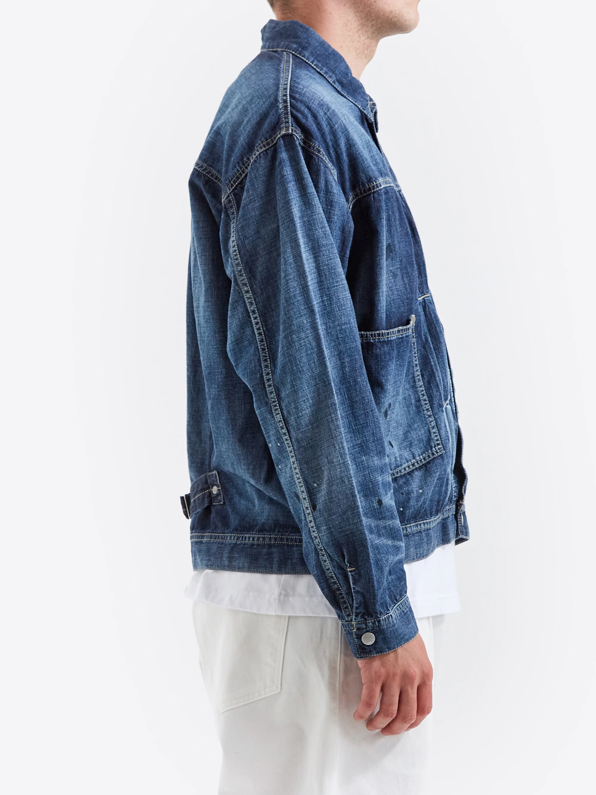 Neighborhood Washed Denim Lightweight Jacket - Indigo - Image 3