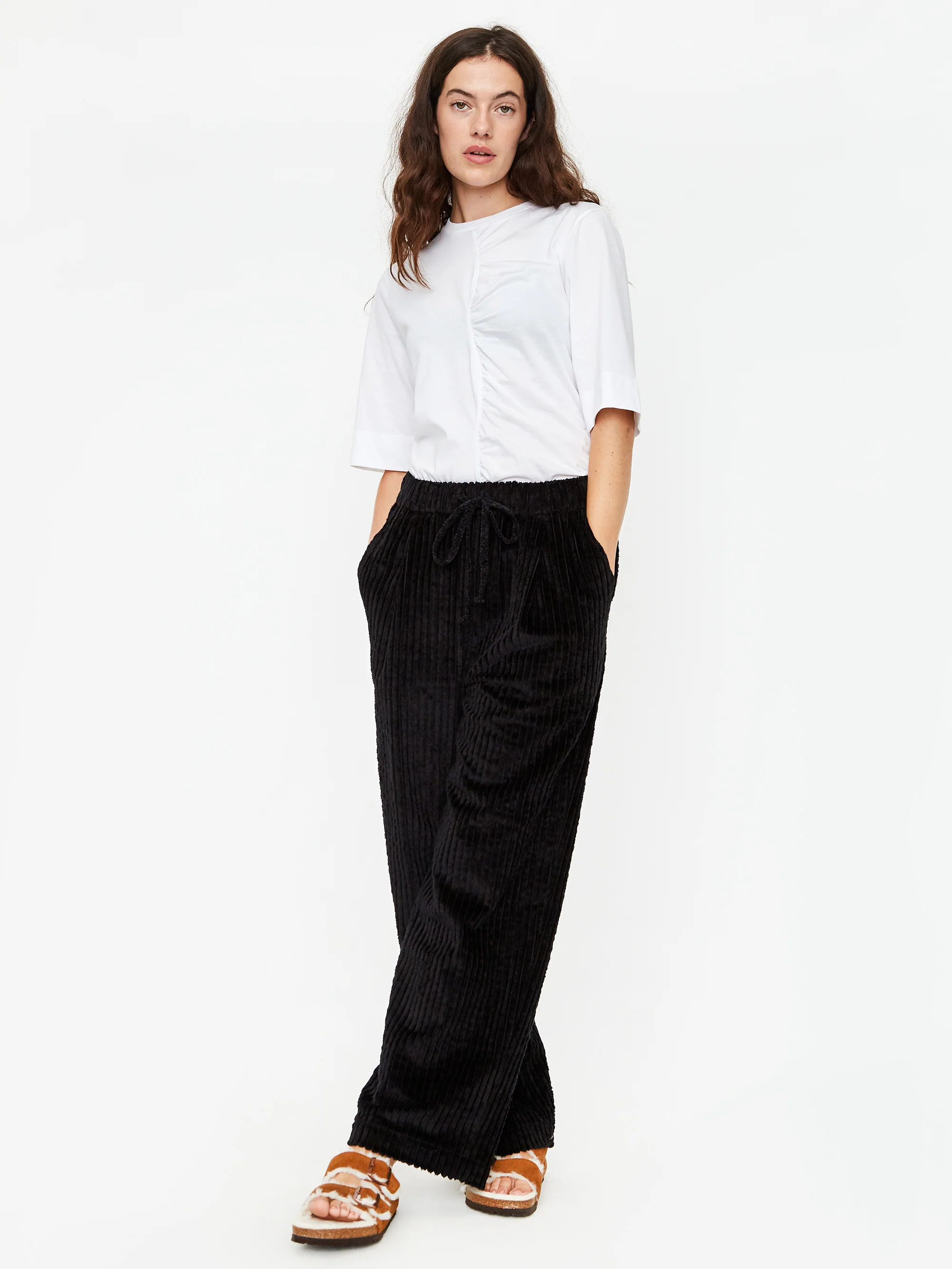 Neul Bold Corduroy Semi Wide Trouser - Black - Image 3