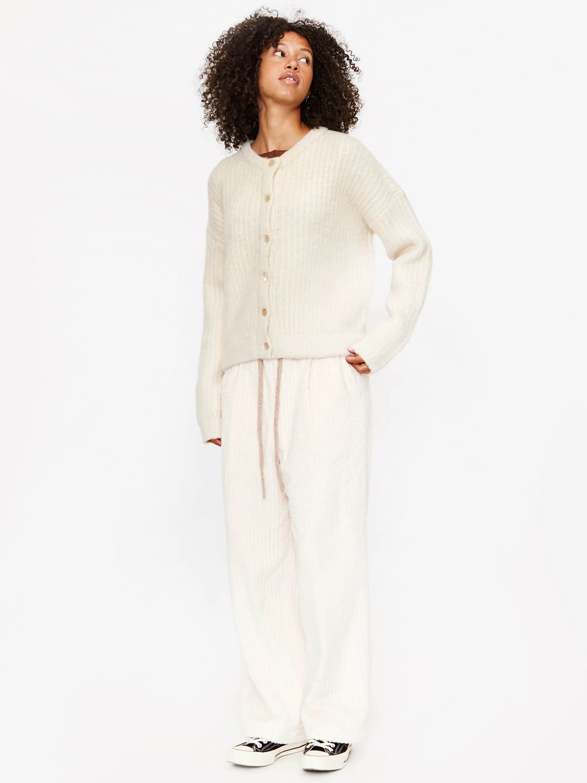 Neul Brushed 2-way Knit Cardigan - Ivory Keys - Image 3