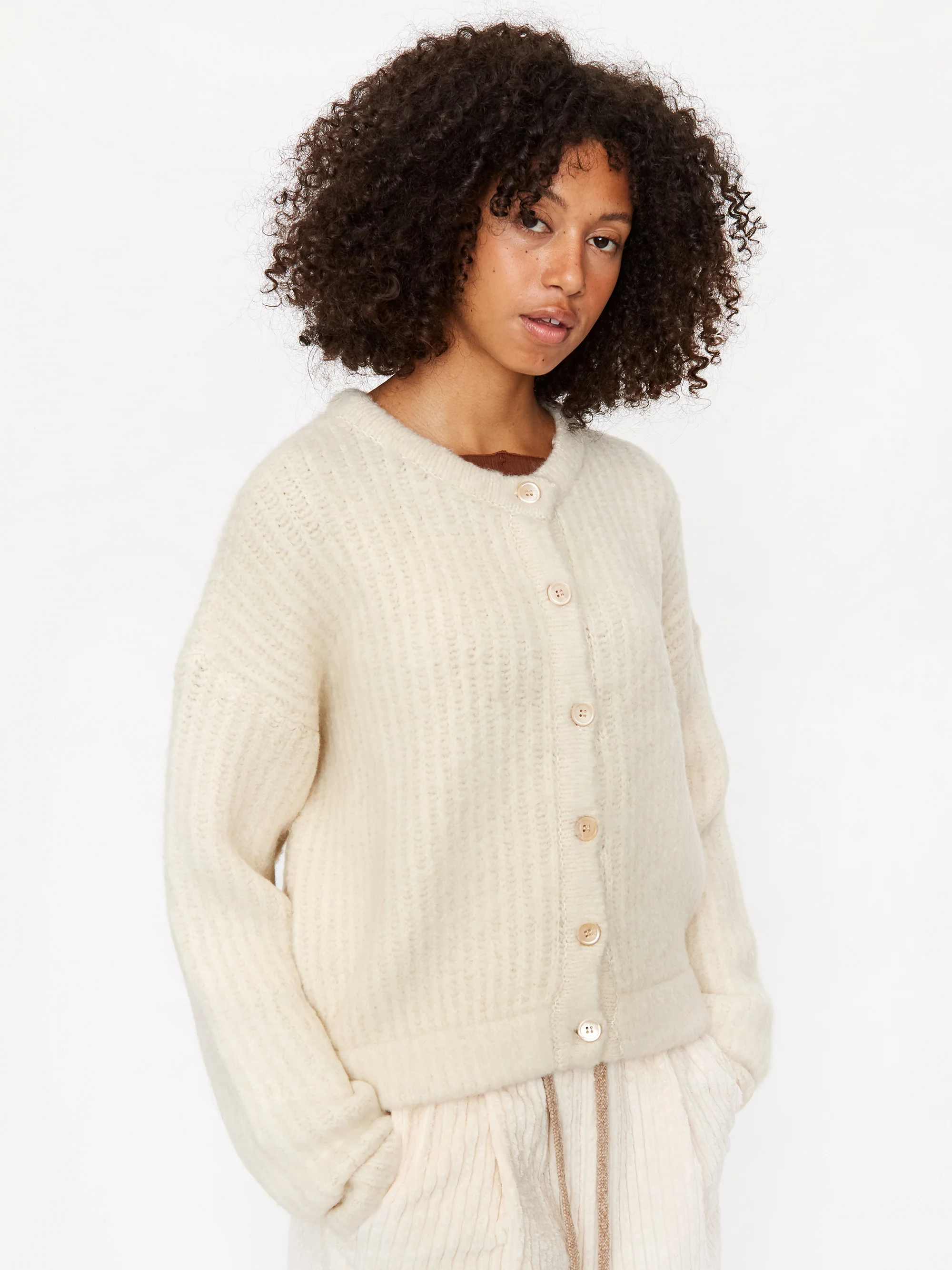 Neul Brushed 2-way Knit Cardigan - Ivory Keys - Image 4