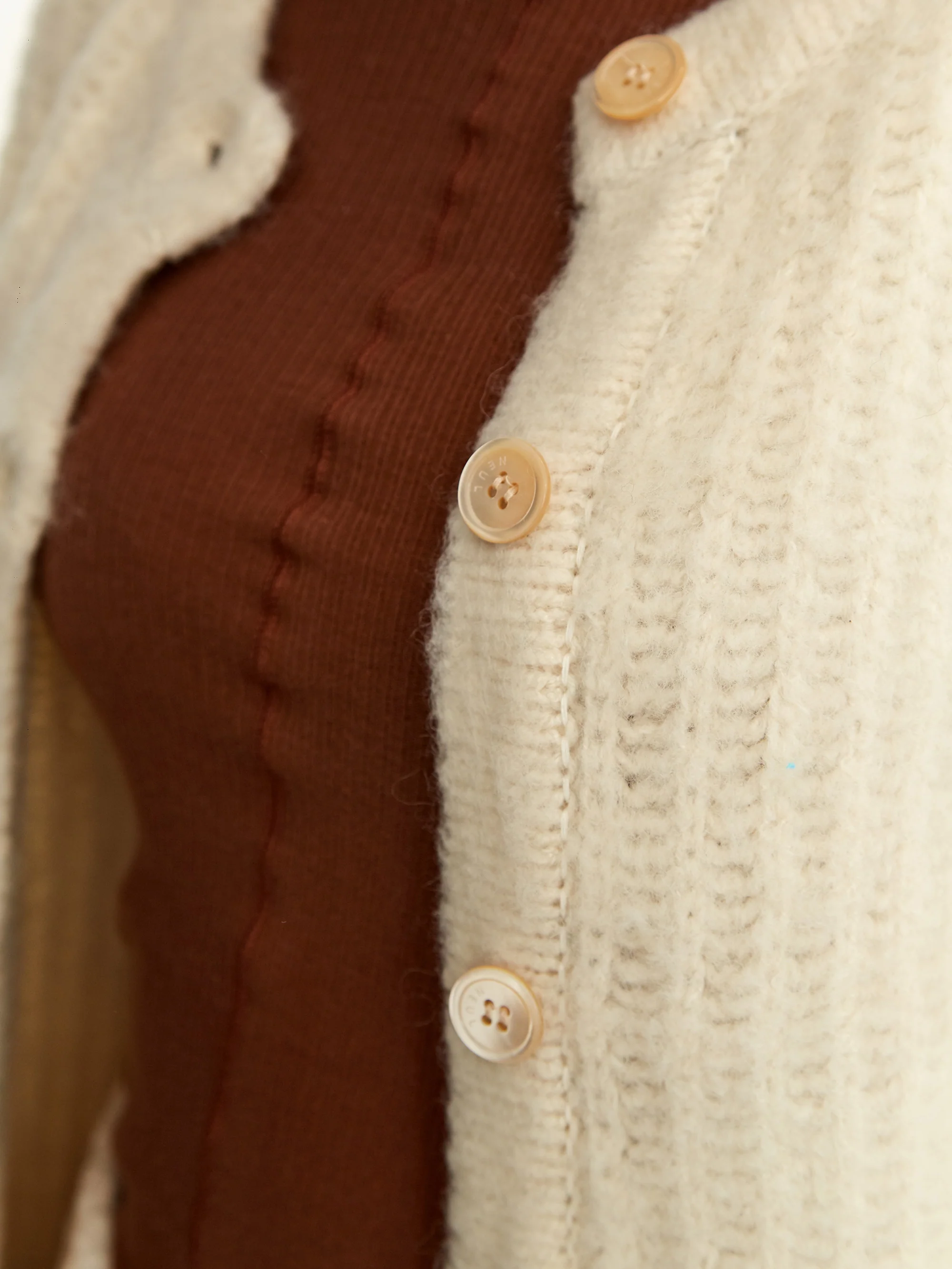 Neul Brushed 2-way Knit Cardigan - Ivory Keys - Image 5