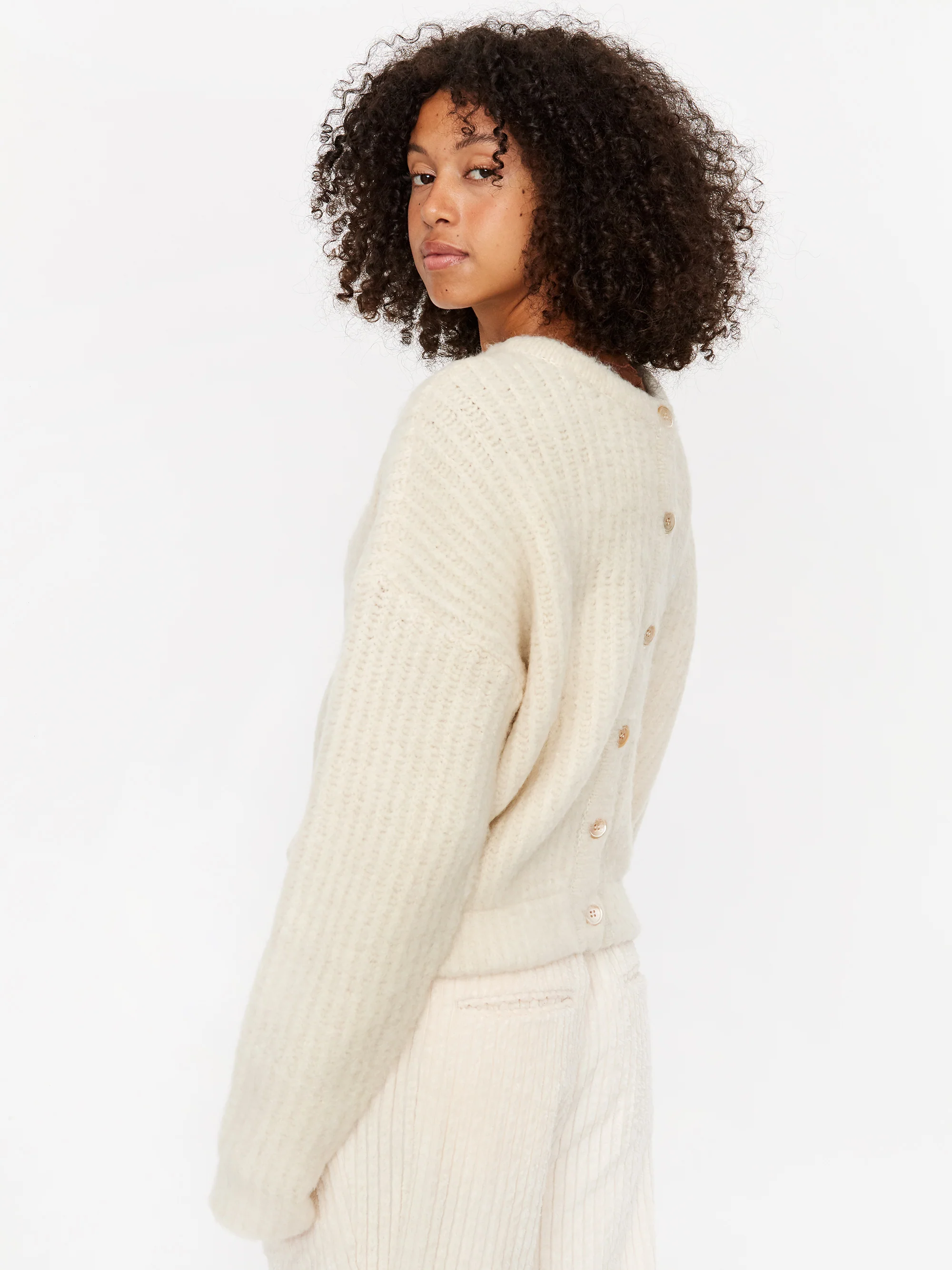 Neul Brushed 2-way Knit Cardigan - Ivory Keys - Image 8