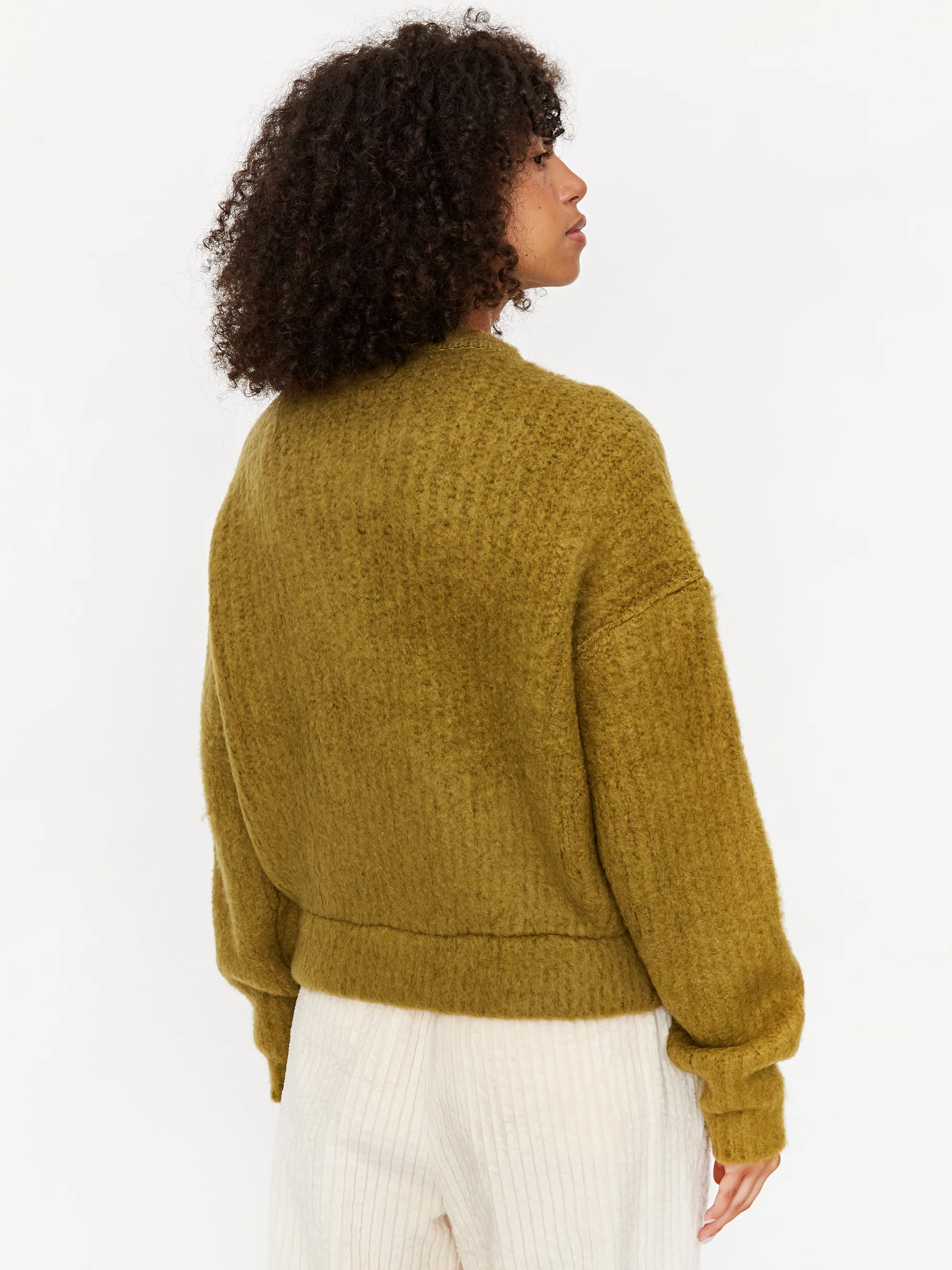 Neul Brushed 2-way Knit Cardigan - Moss Green - Image 5