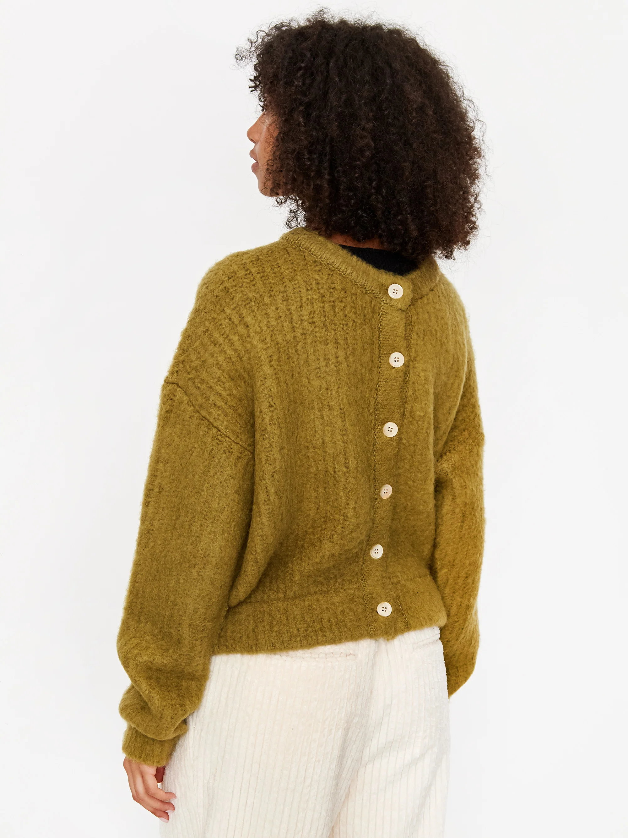Neul Brushed 2-way Knit Cardigan - Moss Green - Image 7
