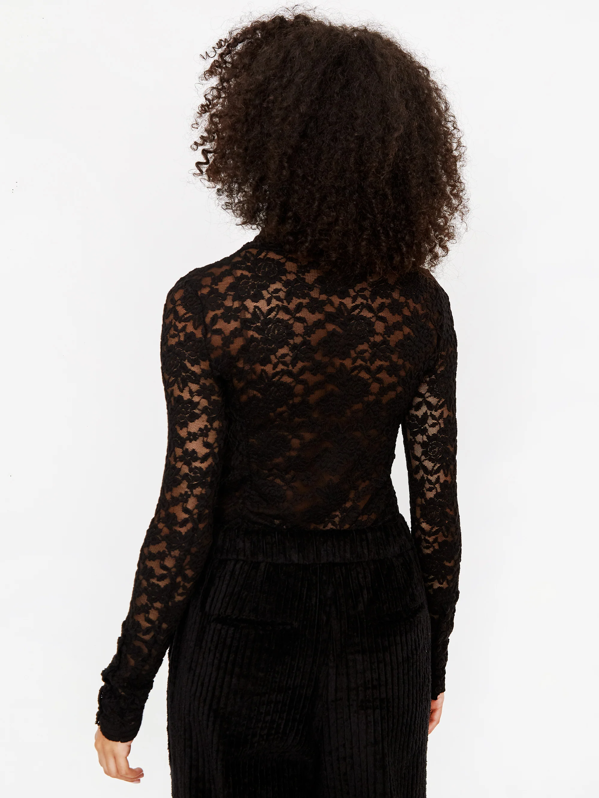 Neul Buttoned Lace Top - Black - Image 7
