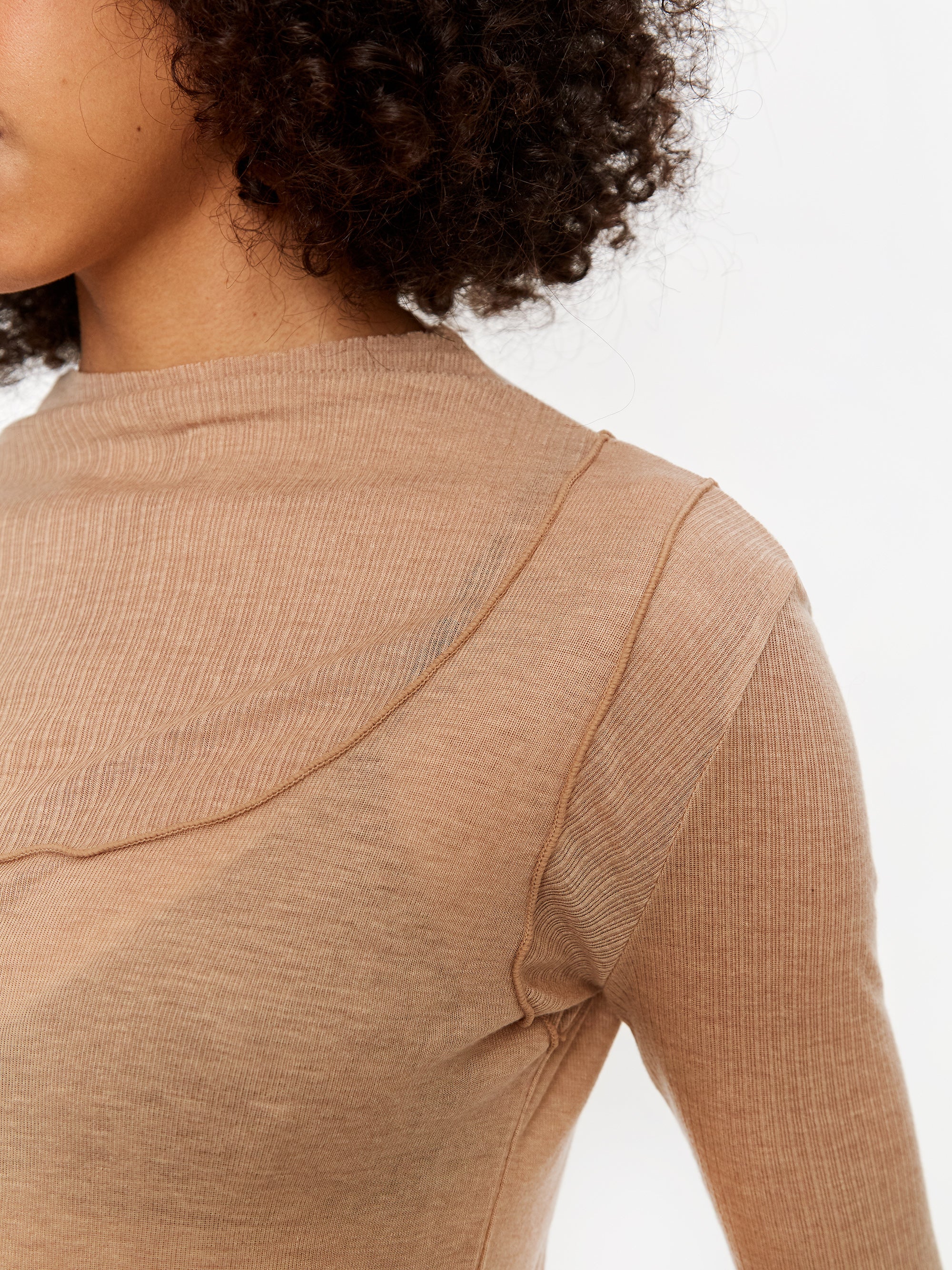 Neul Layered Illusion Longsleeve T-Shirt - Hazelnut - Image 5