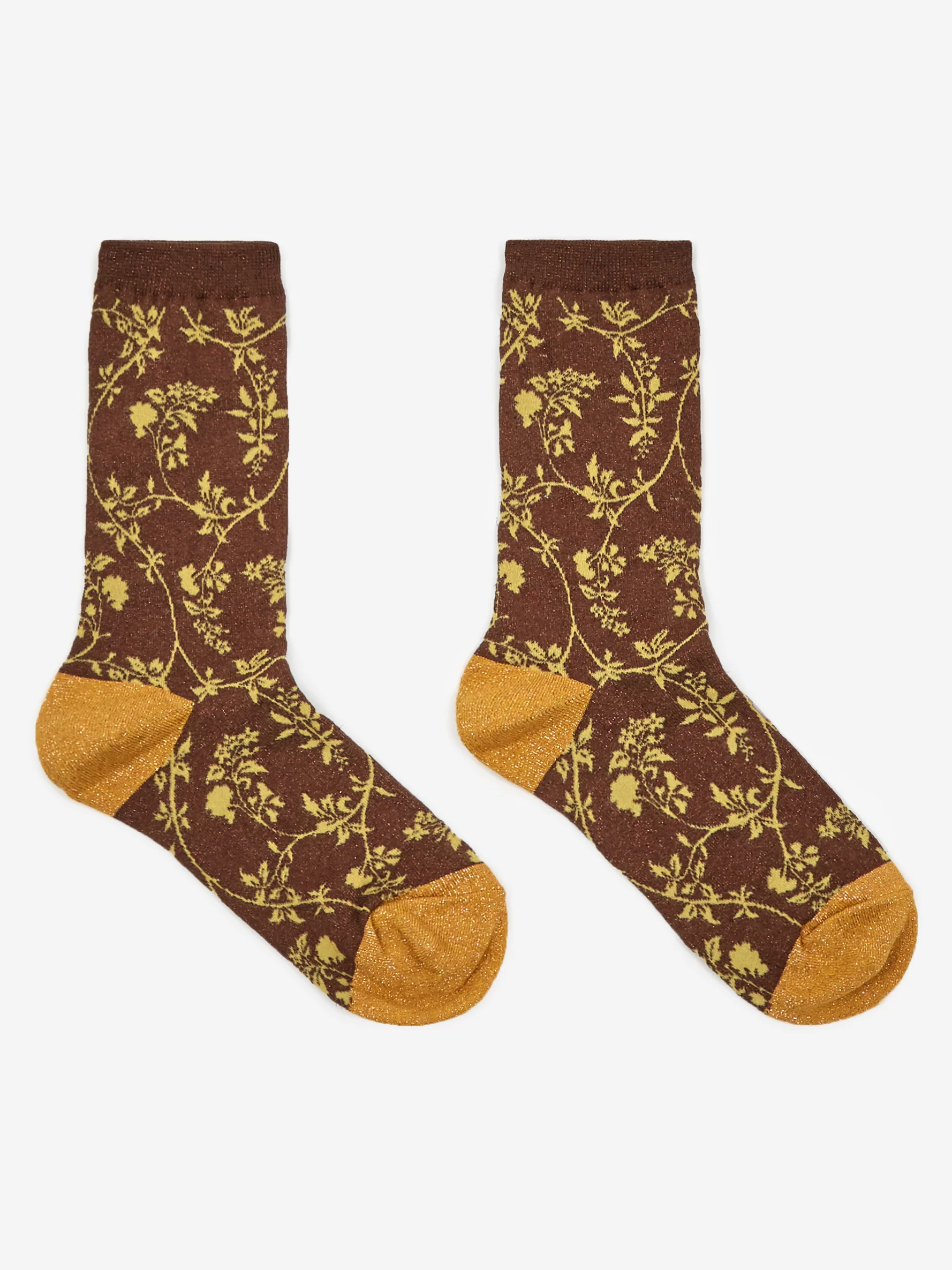 Neul x I HATE MONDAY Lurex Sock - Brown/Gold - Image 2