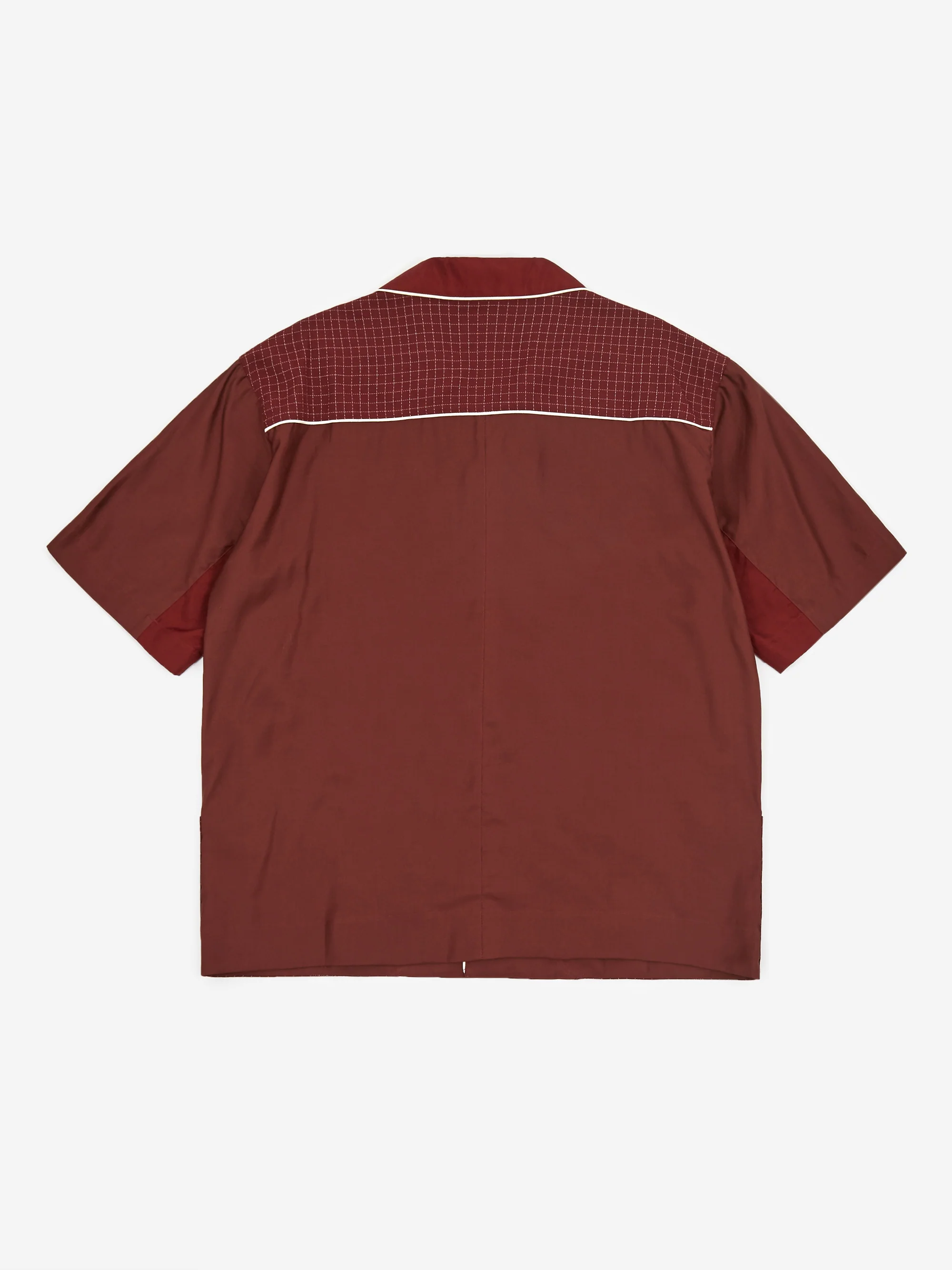 Nicholas Daley Bowling Shortsleeve Shirt - Burgundy Mix - Image 4