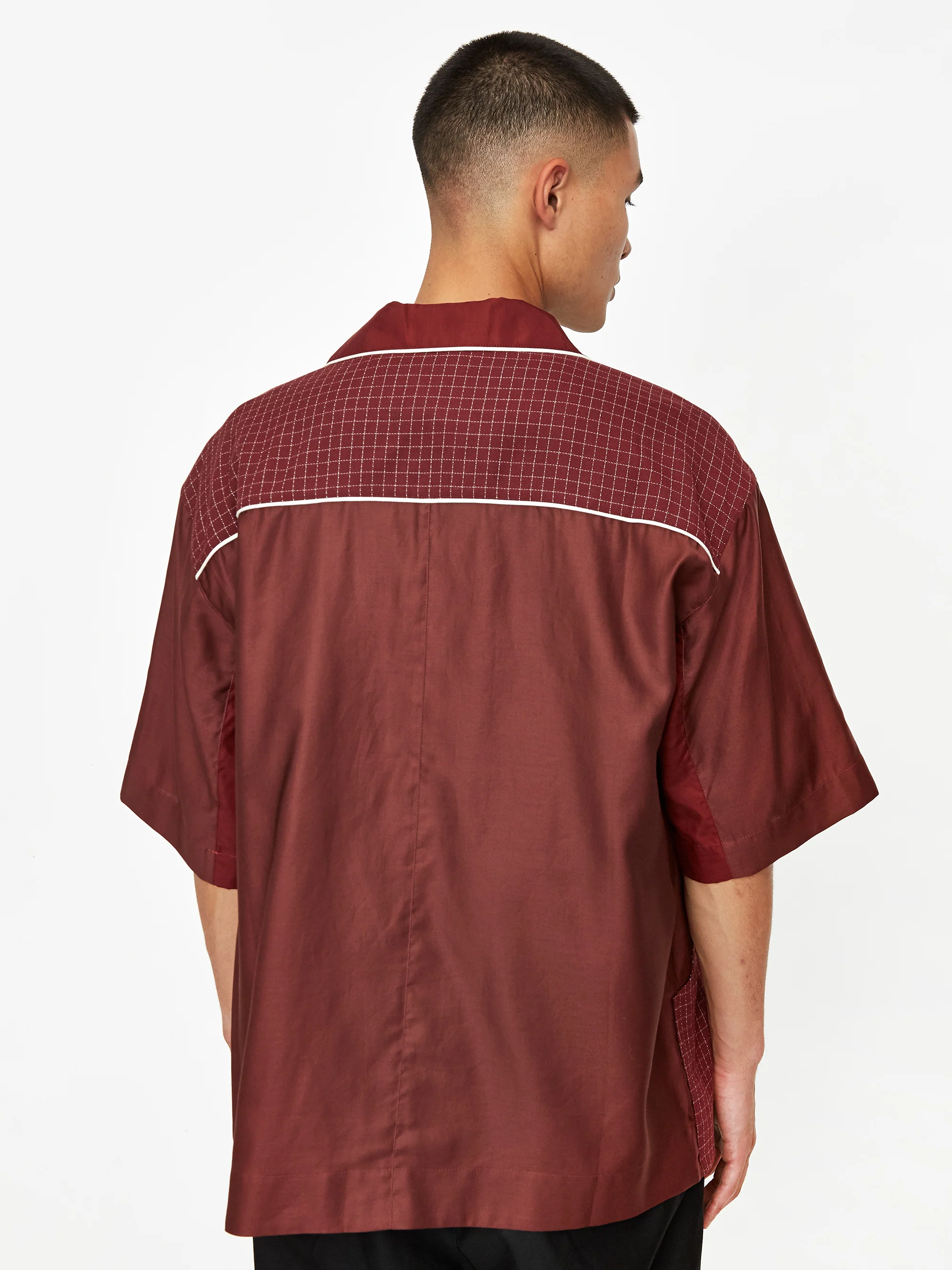 Nicholas Daley Bowling Shortsleeve Shirt - Burgundy Mix - Image 9