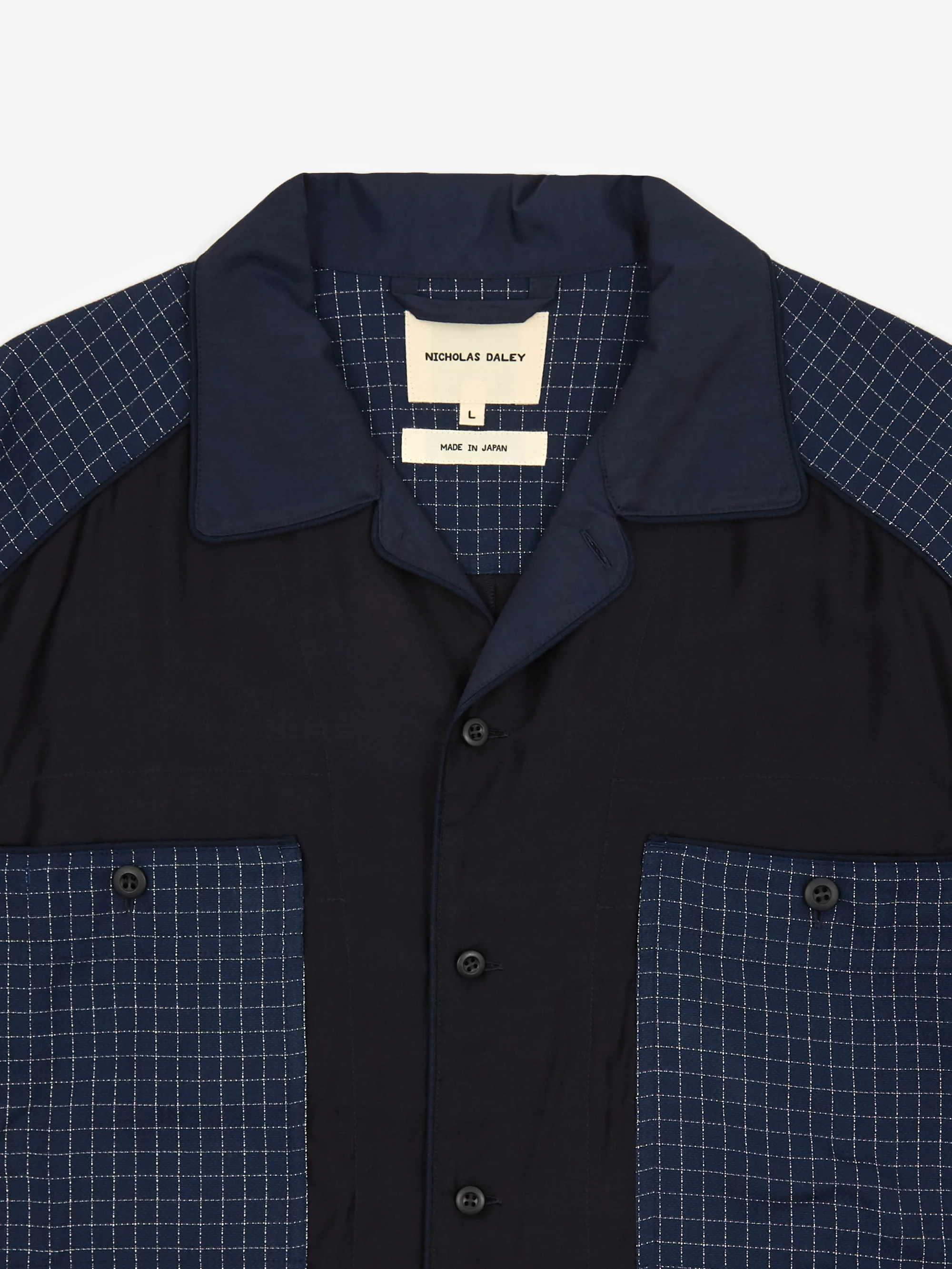 Nicholas Daley Bowling Shortsleeve Shirt - Navy Mix - Image 3