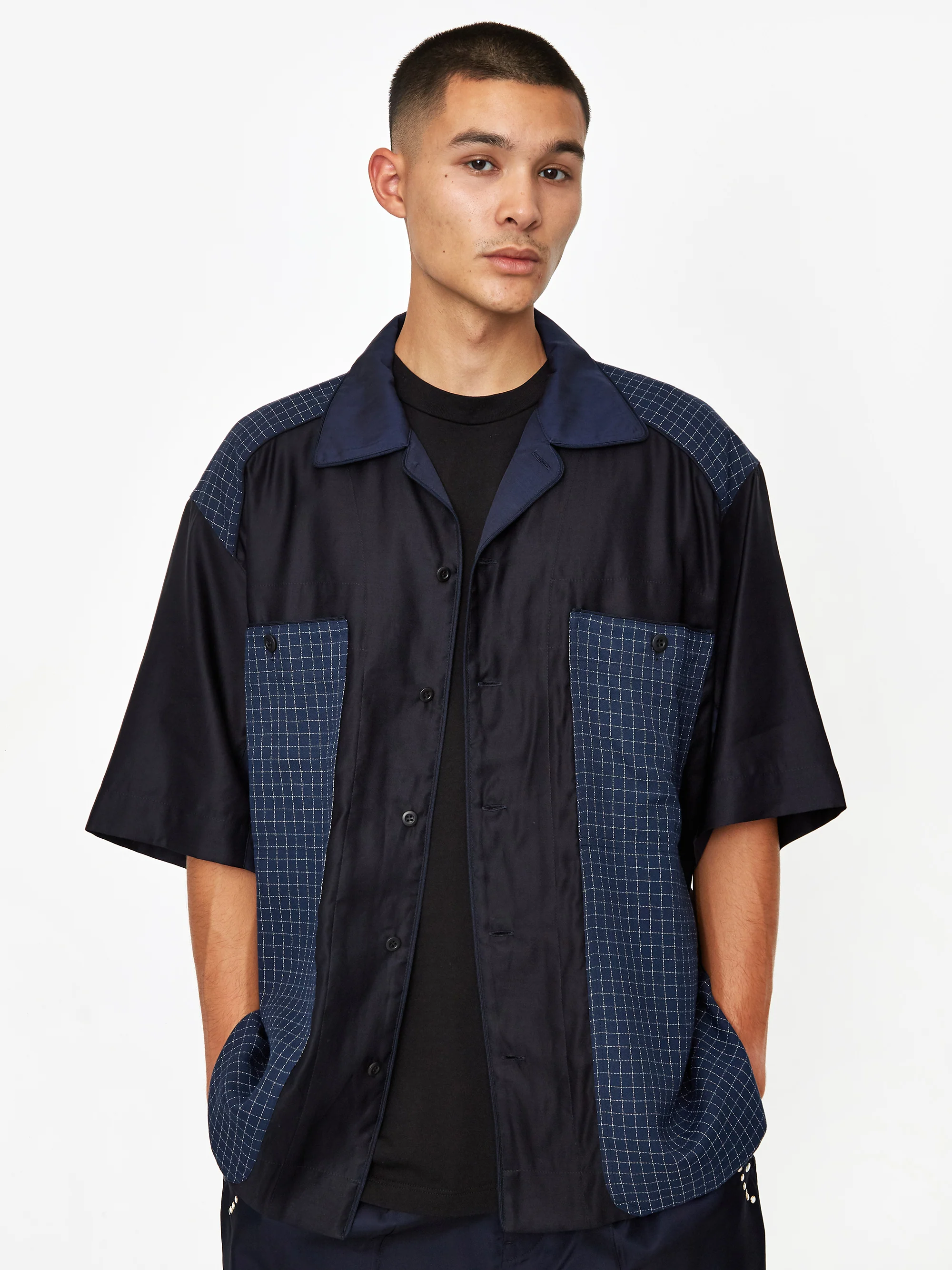 Nicholas Daley Bowling Shortsleeve Shirt - Navy Mix - Image 5