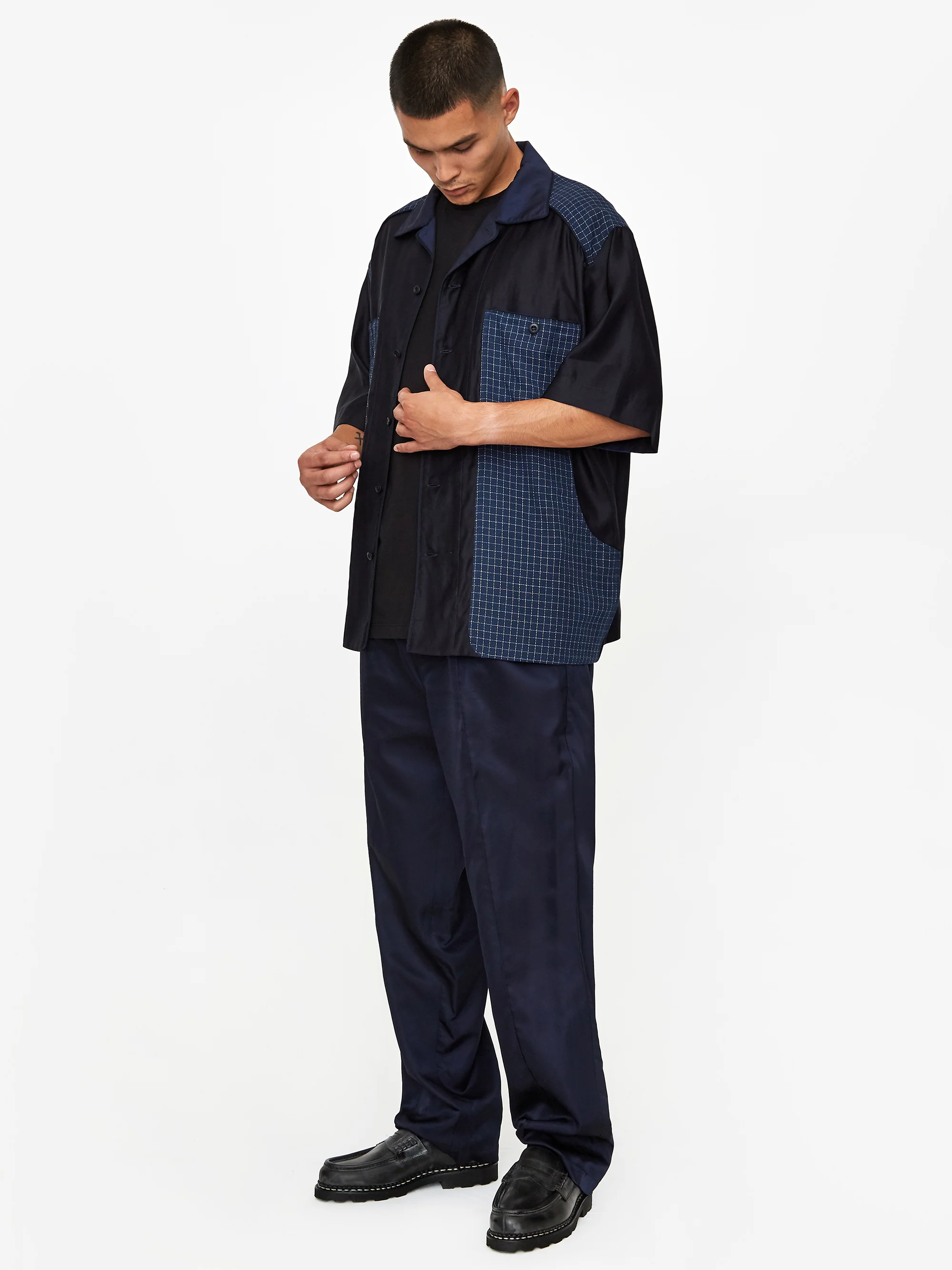 Nicholas Daley Bowling Shortsleeve Shirt - Navy Mix - Image 6
