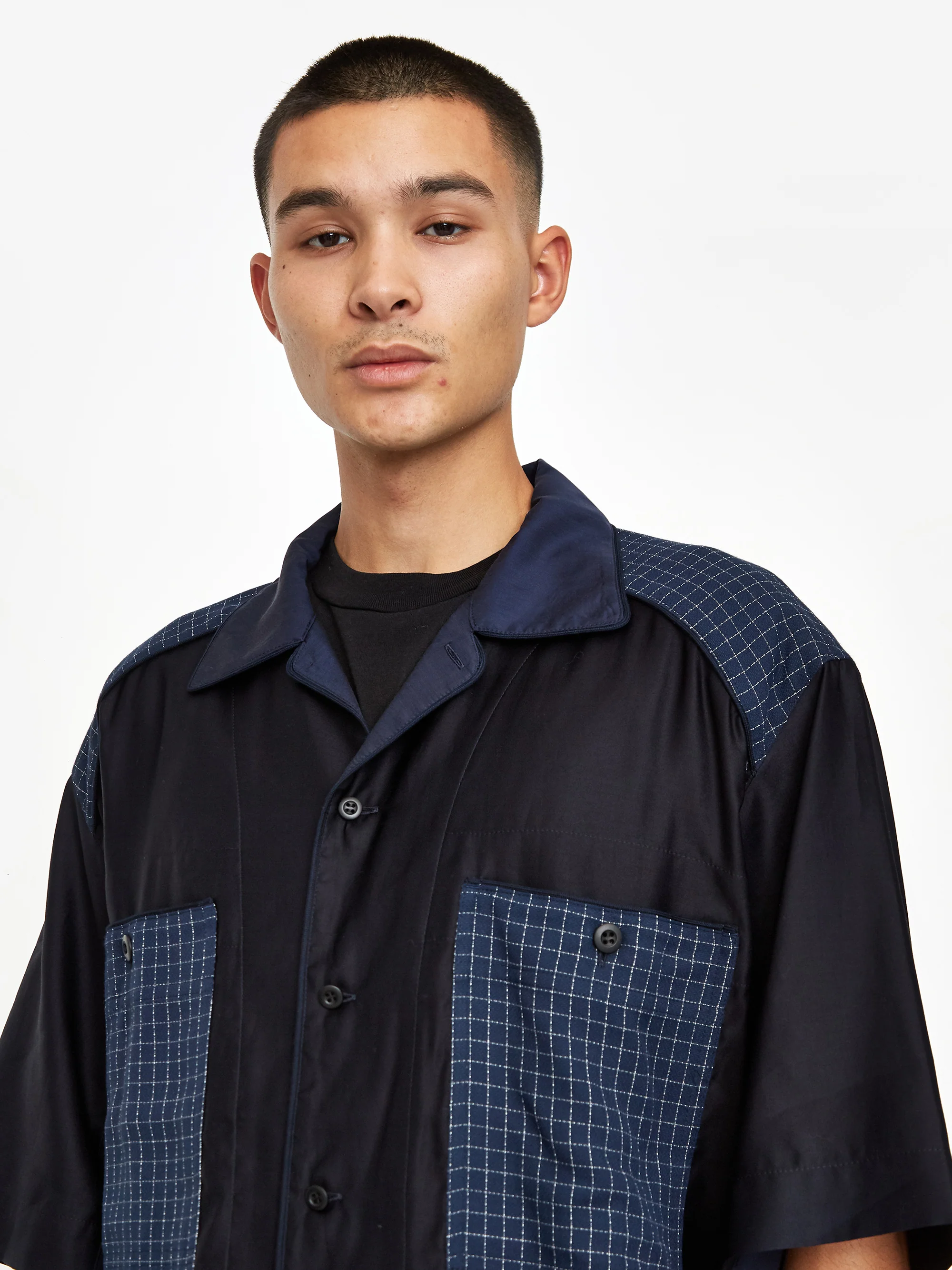 Nicholas Daley Bowling Shortsleeve Shirt - Navy Mix - Image 8