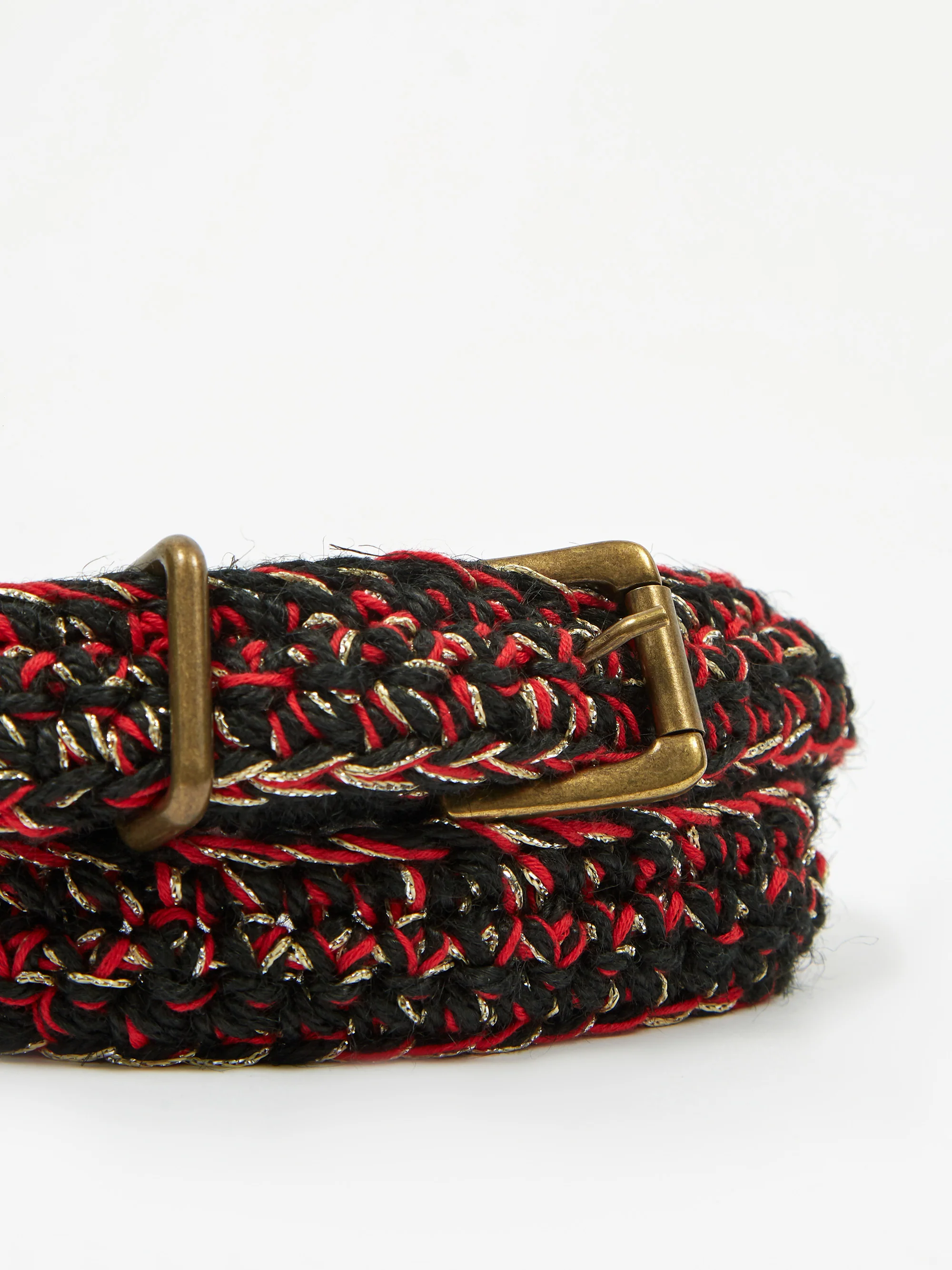 Nicholas Daley Hand Crochet Belt - Black/Red/Burgundy/Yellow - Image 3