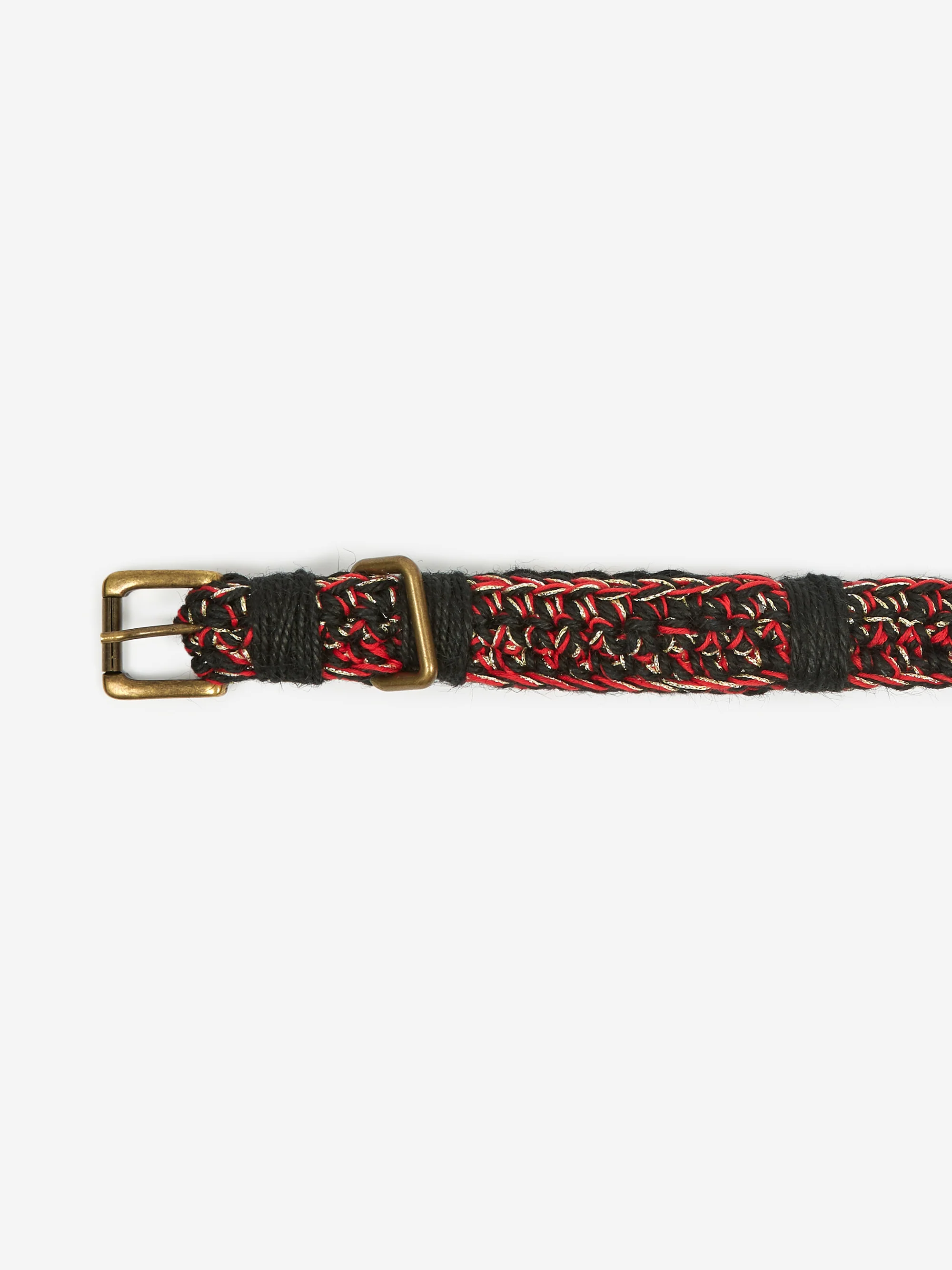 Nicholas Daley Hand Crochet Belt - Black/Red/Burgundy/Yellow - Image 4