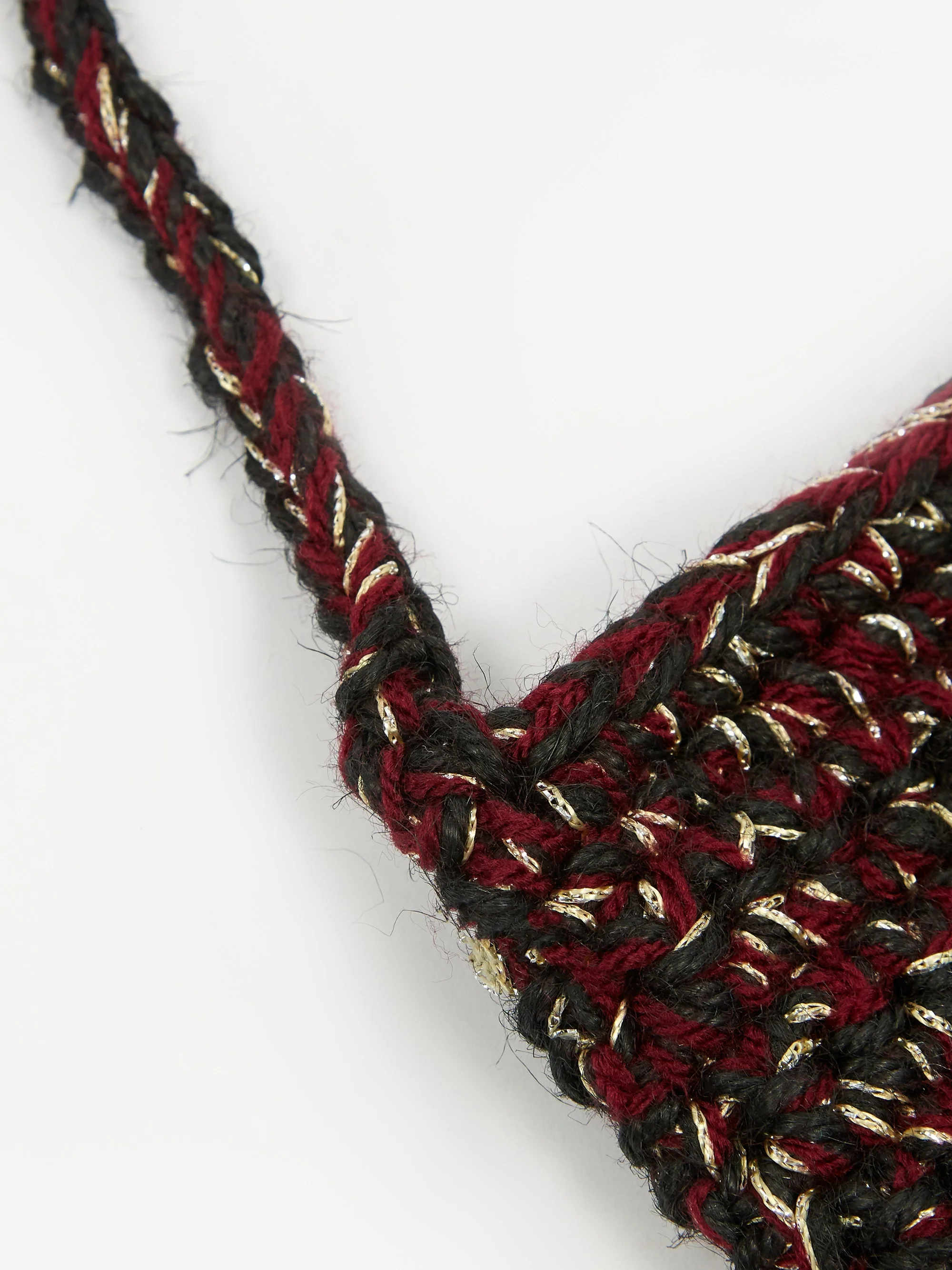 Nicholas Daley Hand Crochet Neck Pouch - Black/Red/Burgundy/Yellow - Image 3