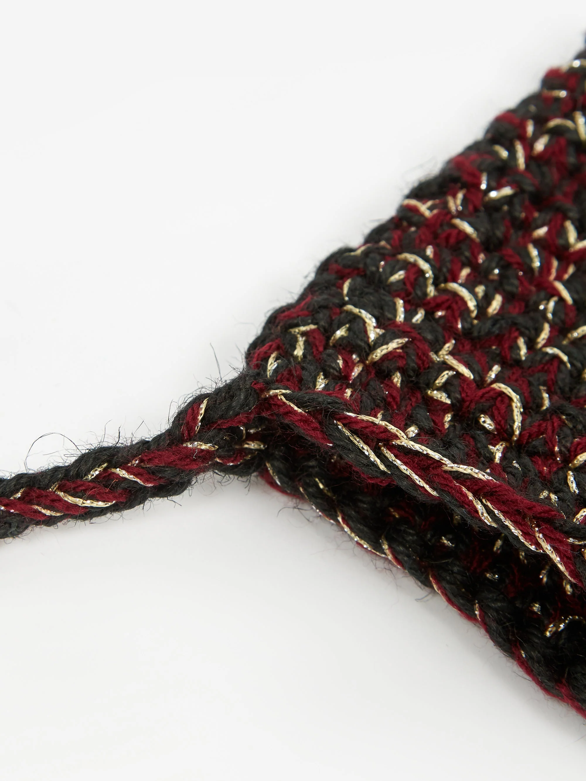 Nicholas Daley Hand Crochet Neck Pouch - Black/Red/Burgundy/Yellow - Image 4