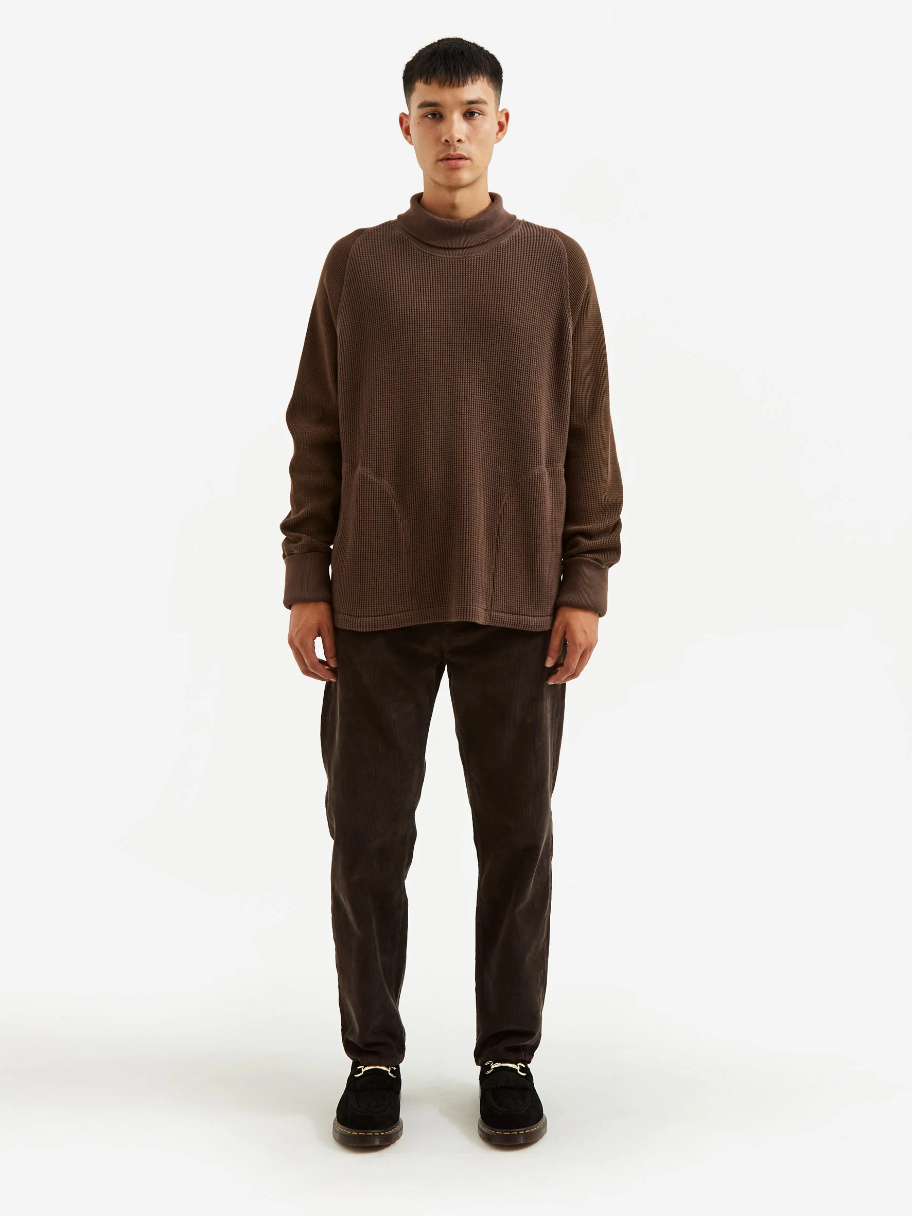 Nicholas Daley Waffle Roll Neck - Chocolate Brown - Image 10