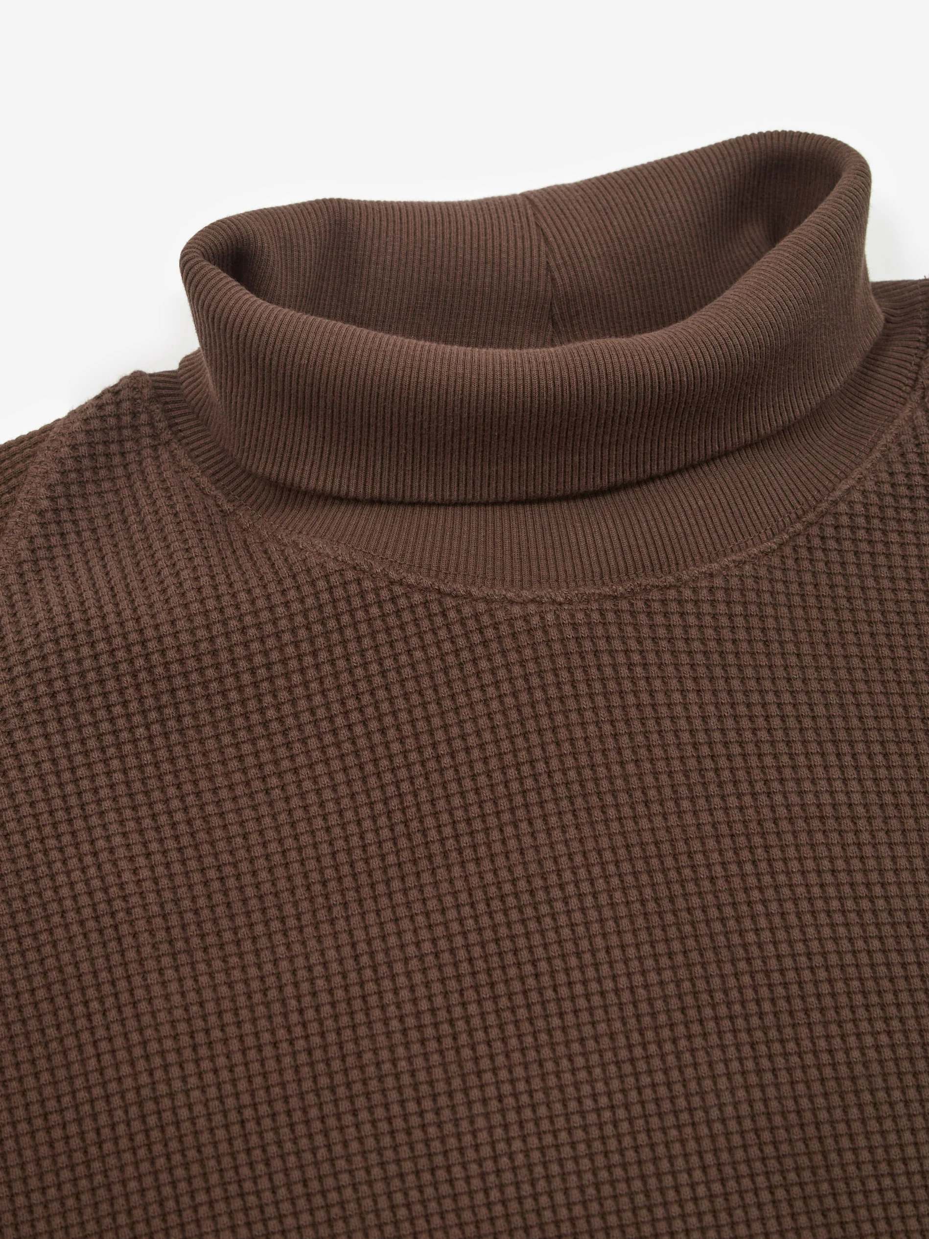 Nicholas Daley Waffle Roll Neck - Chocolate Brown - Image 3
