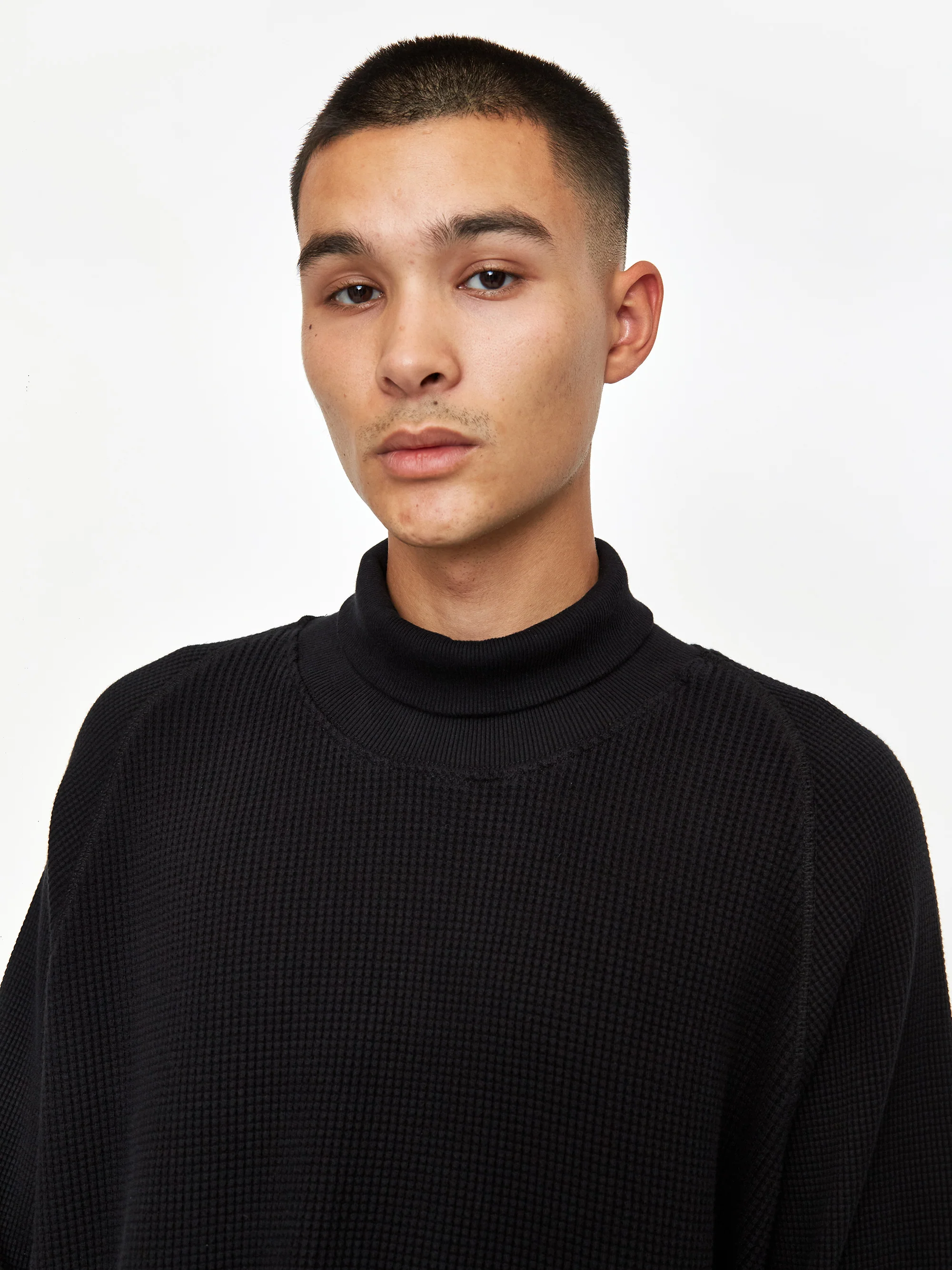 Nicholas Daley Waffle Roll Neck Top - Black - Image 11