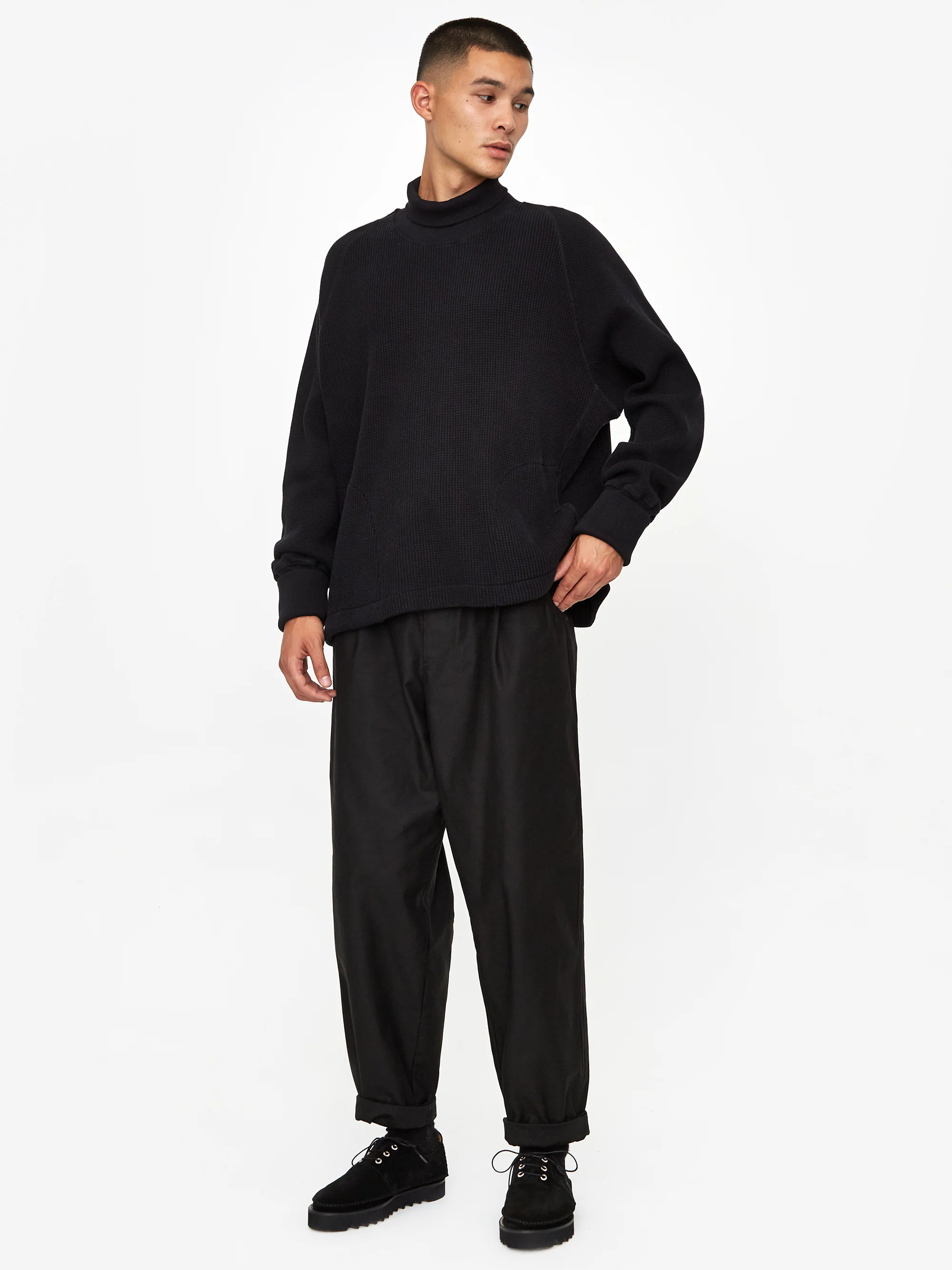 Nicholas Daley Waffle Roll Neck Top - Black - Image 7