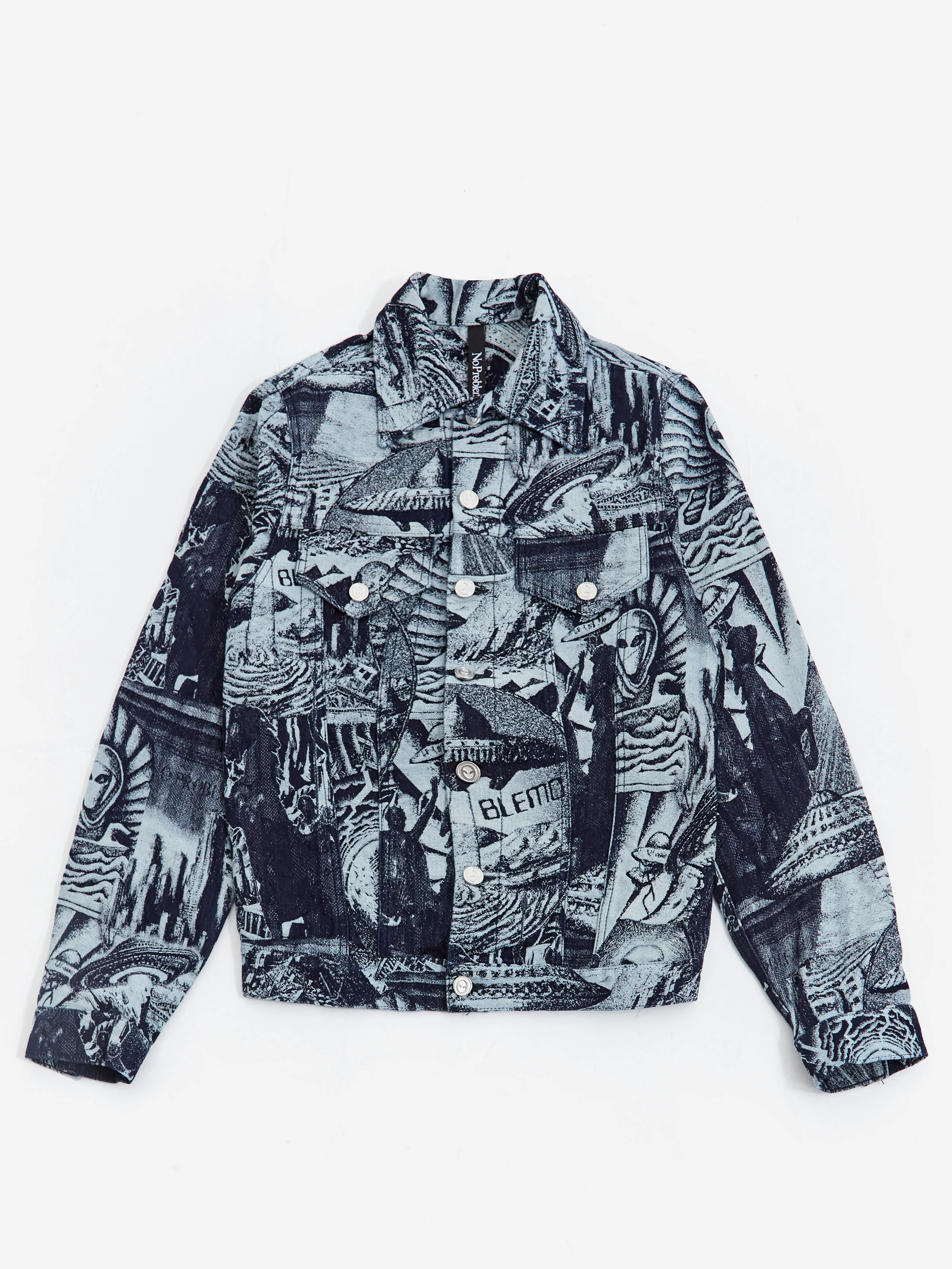 No Problemo Apocalypse Jacquard Trucker Jacket - Blue