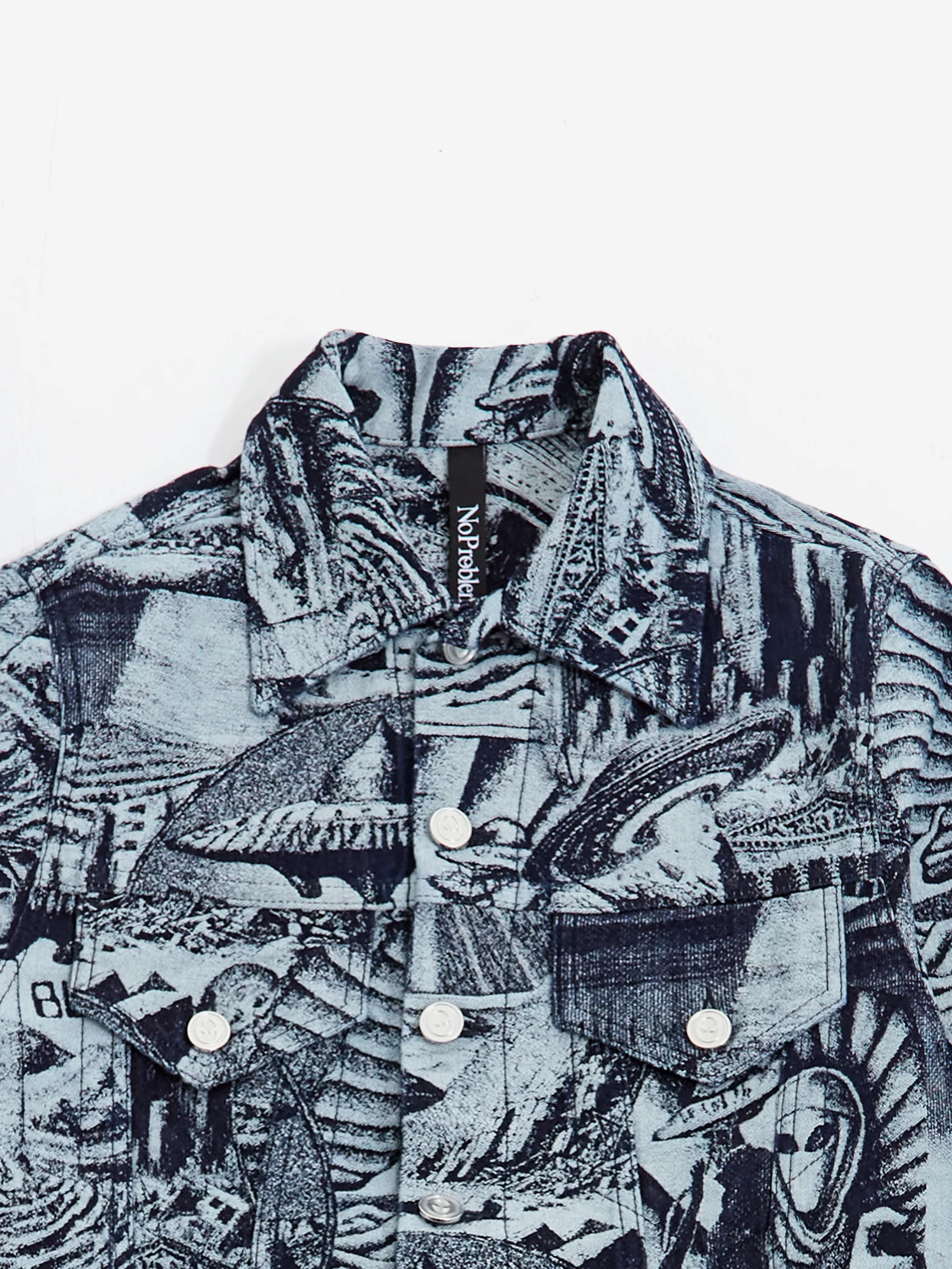No Problemo Apocalypse Jacquard Trucker Jacket - Blue - Image 4