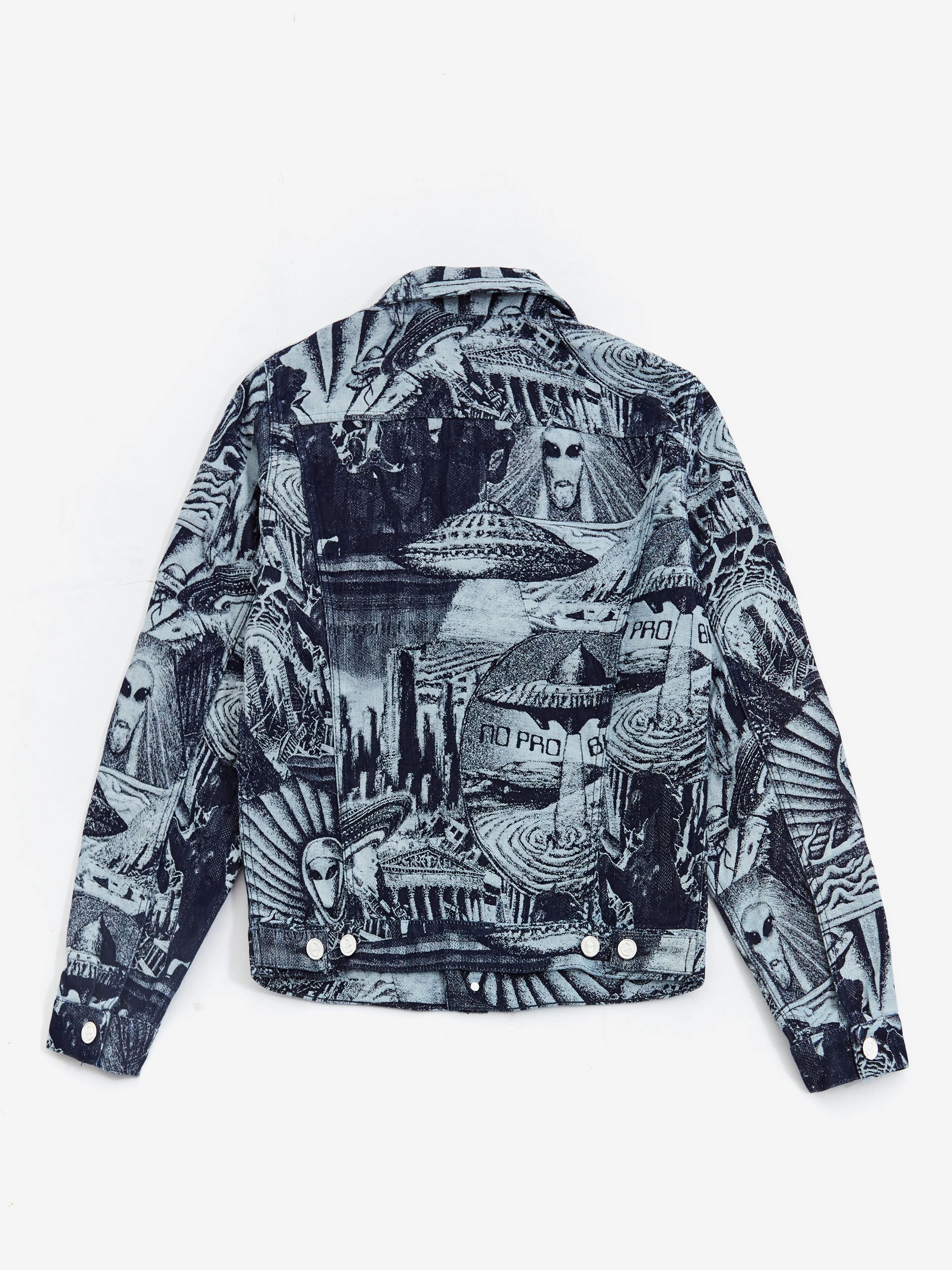 No Problemo Apocalypse Jacquard Trucker Jacket - Blue - Image 5