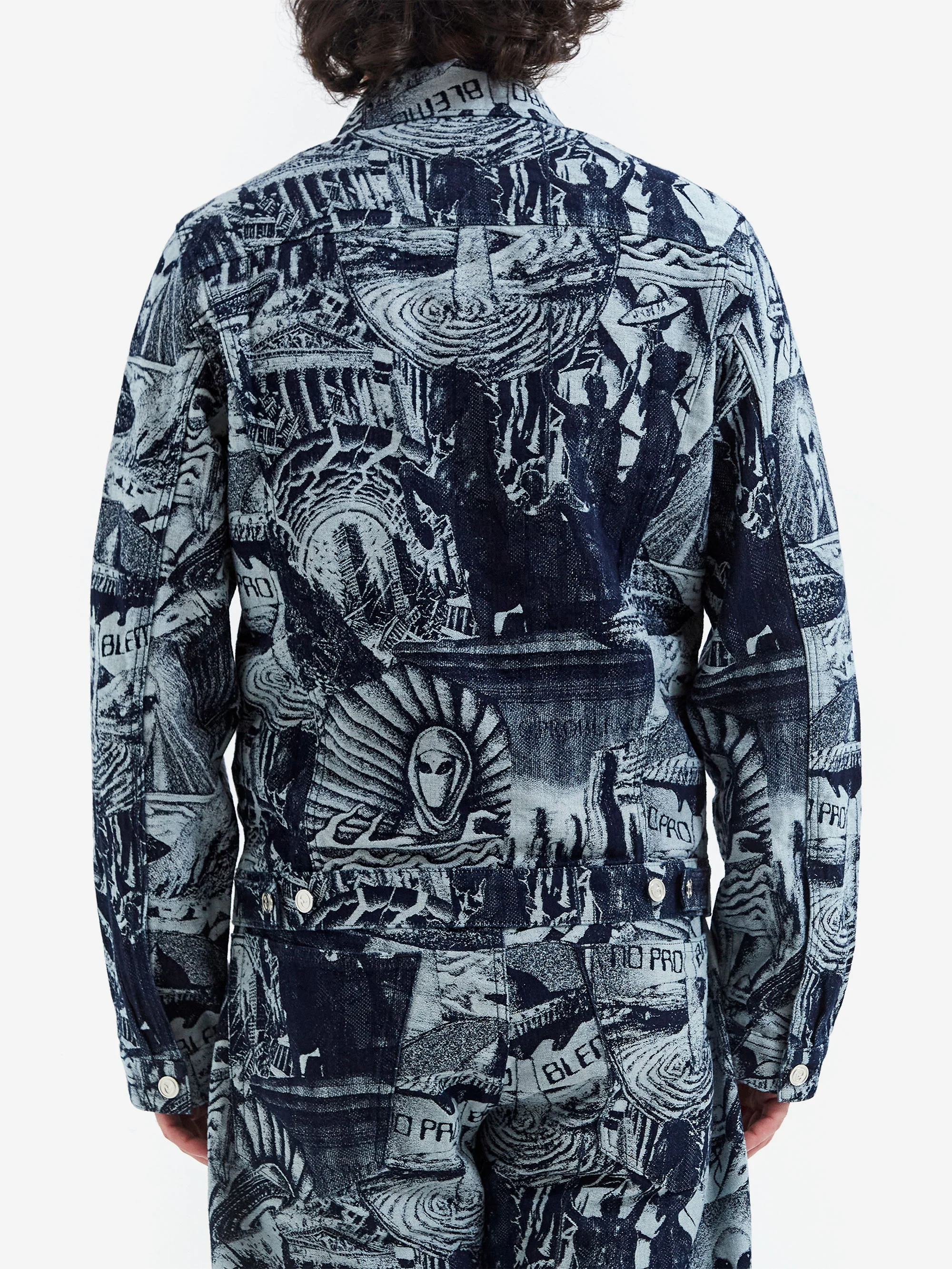 No Problemo Apocalypse Jacquard Trucker Jacket - Blue - Image 7