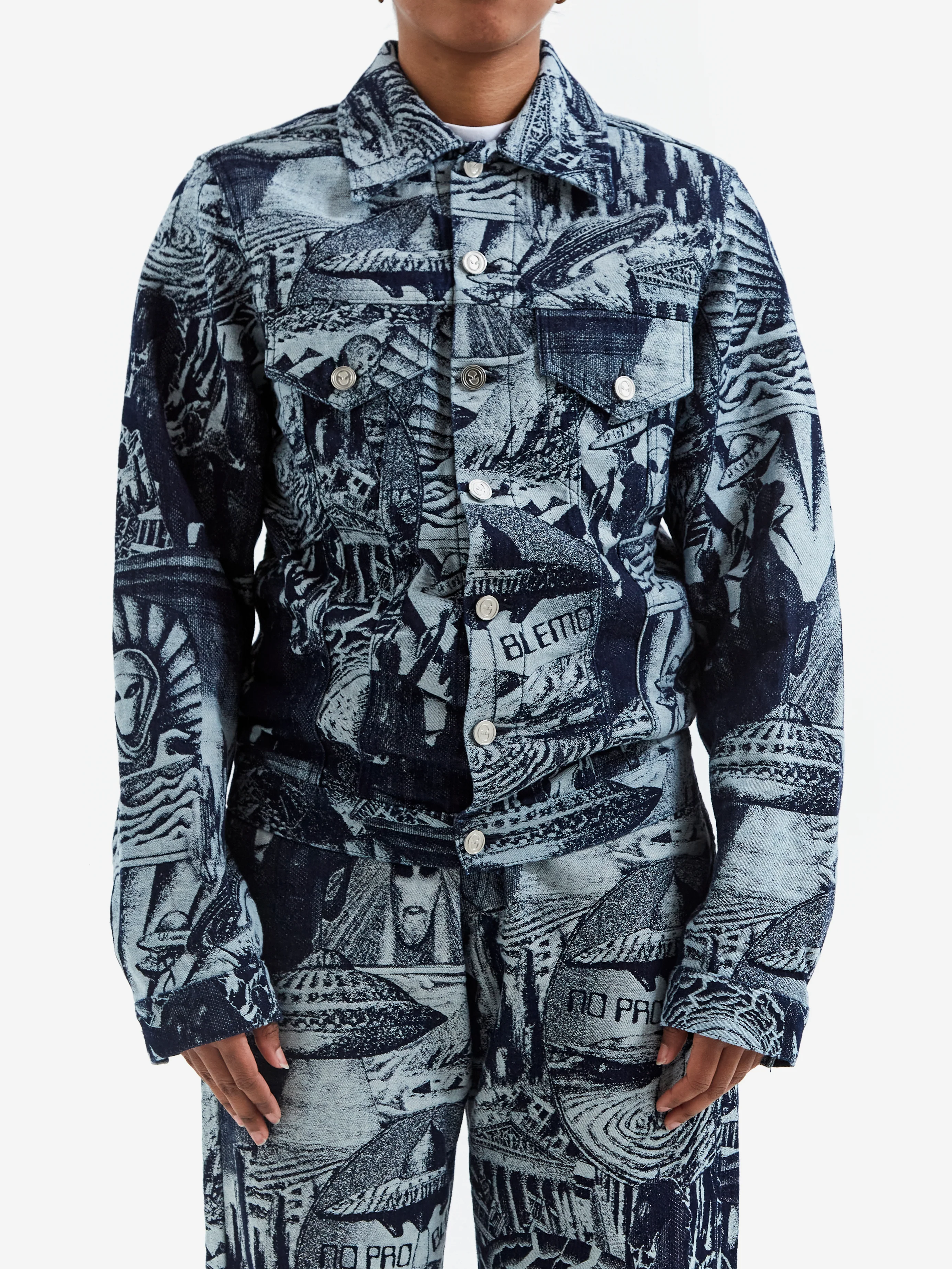 No Problemo Apocalypse Jacquard Trucker Jacket W - Blue - Image 2